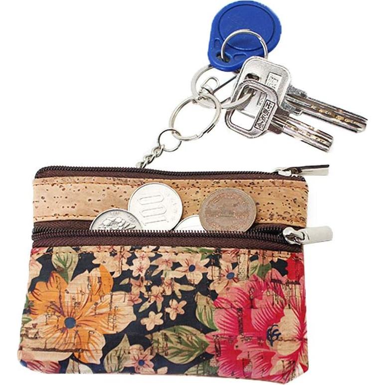 Monedero de Corcho Natural Boshiho con Cremallera y Anillo