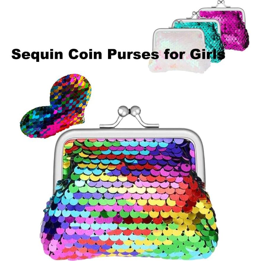 4 Monederos Mini de Lentejuelas para Niñas y Mujeres