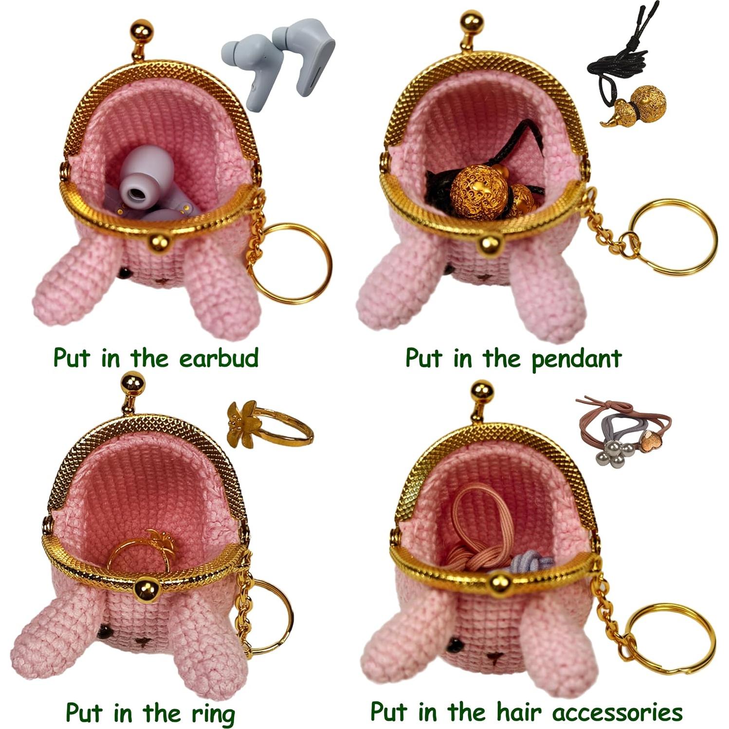 Monedero de Ganchillo Hecho a Mano para Niñas - Conejito Rosa