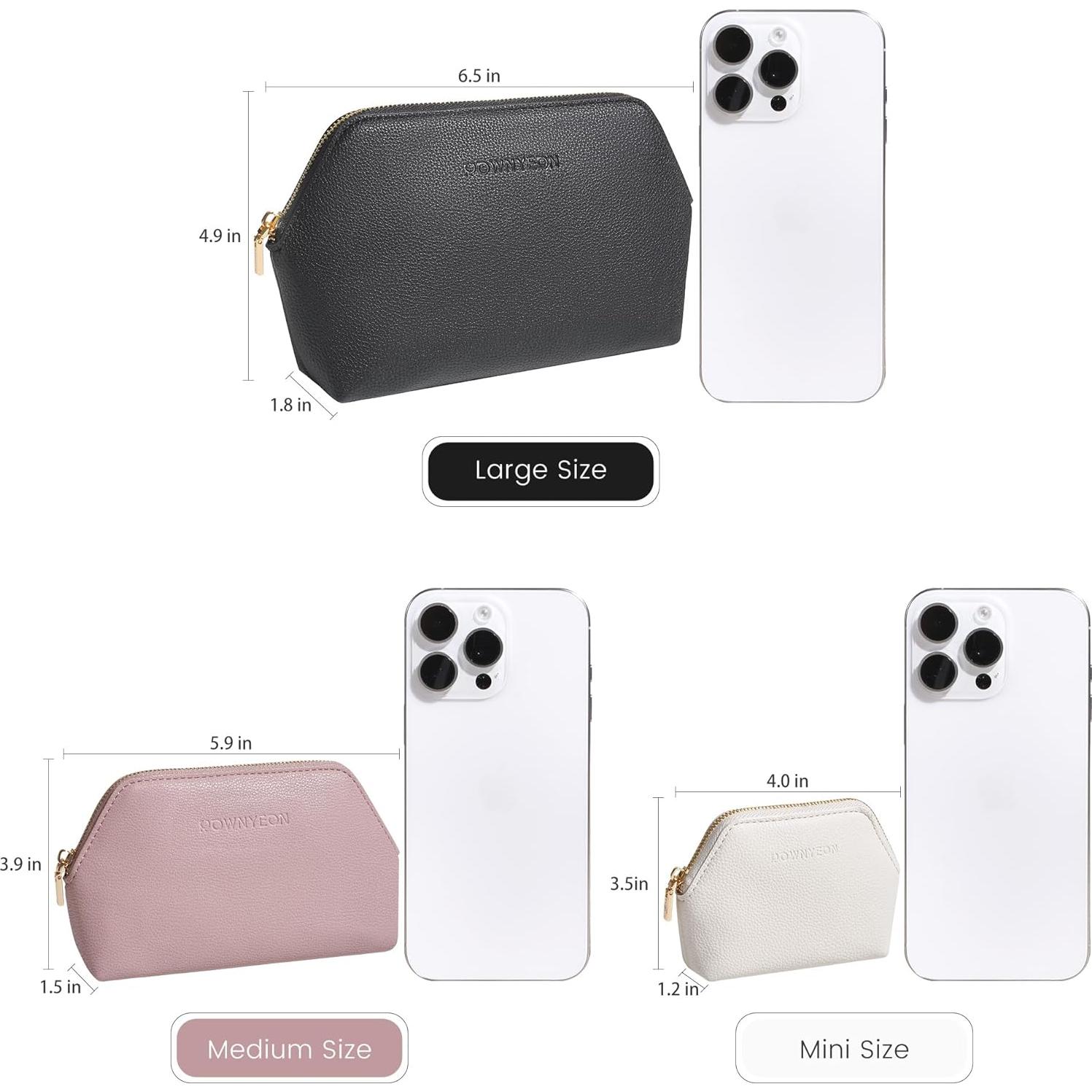 Bolsa de Maquillaje Pequeña ROWNYEON de Cuero Vegano 12.9x9.9cm