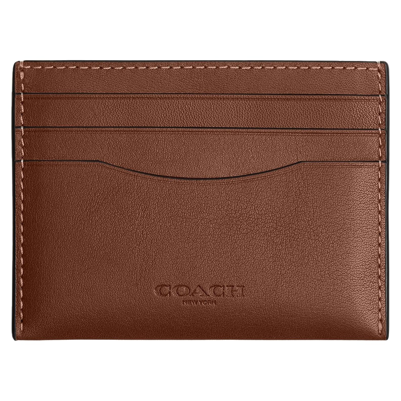 Cartera Plana Minimalista Coach en Cuero Natural para Hombres