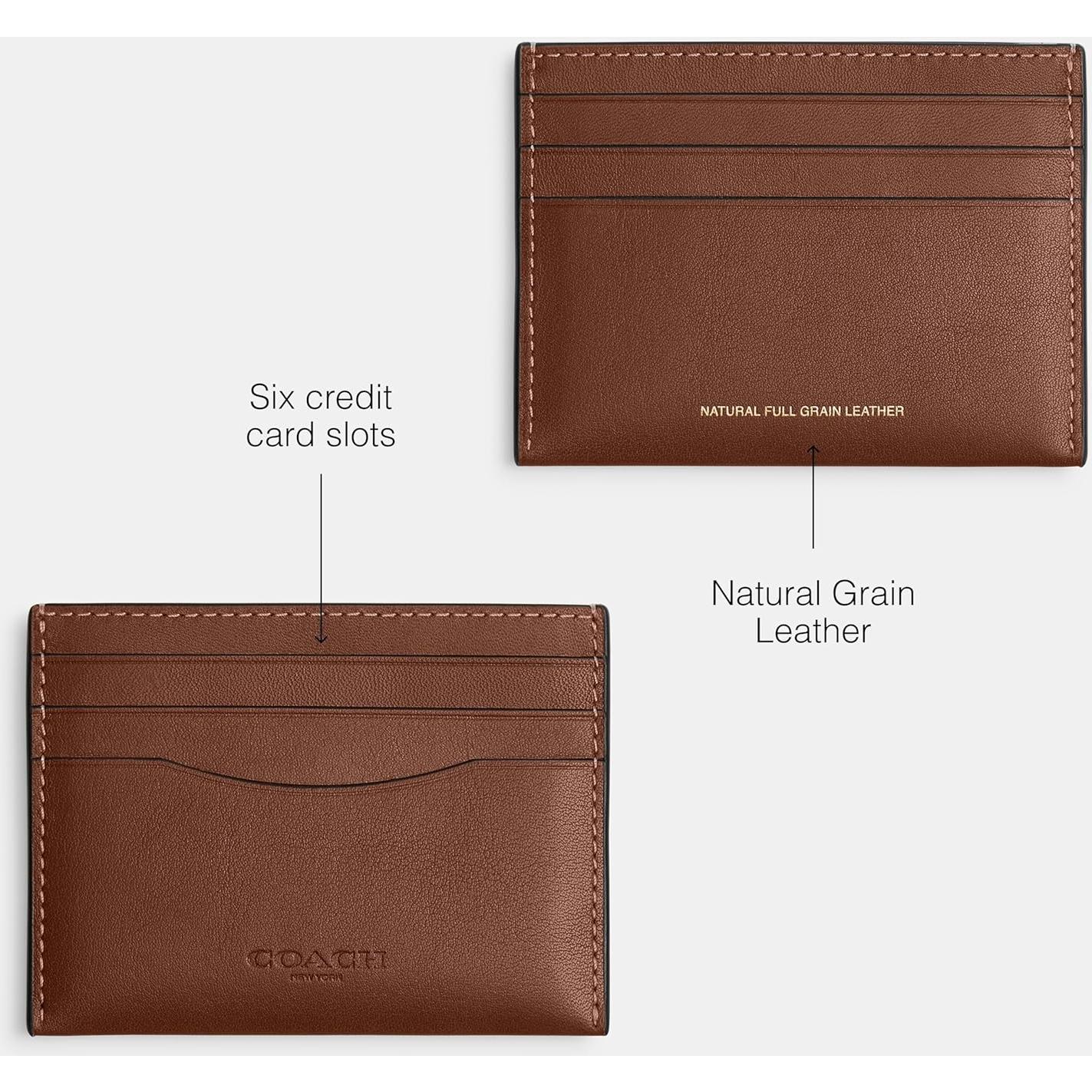 Cartera Plana Minimalista Coach en Cuero Natural para Hombres