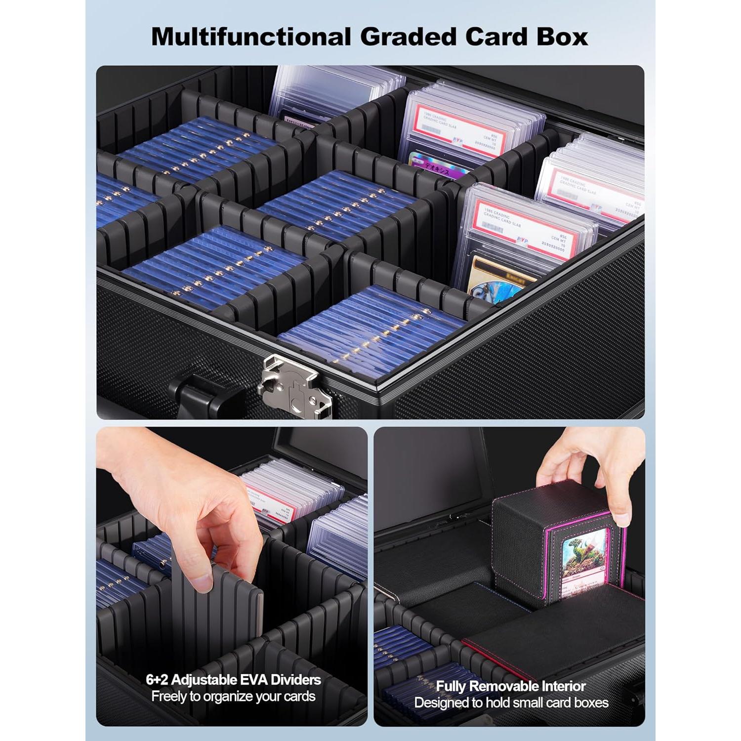 Caja de Almacenamiento de Cartas Calificadas Banloga - Negro, 8 Divisores