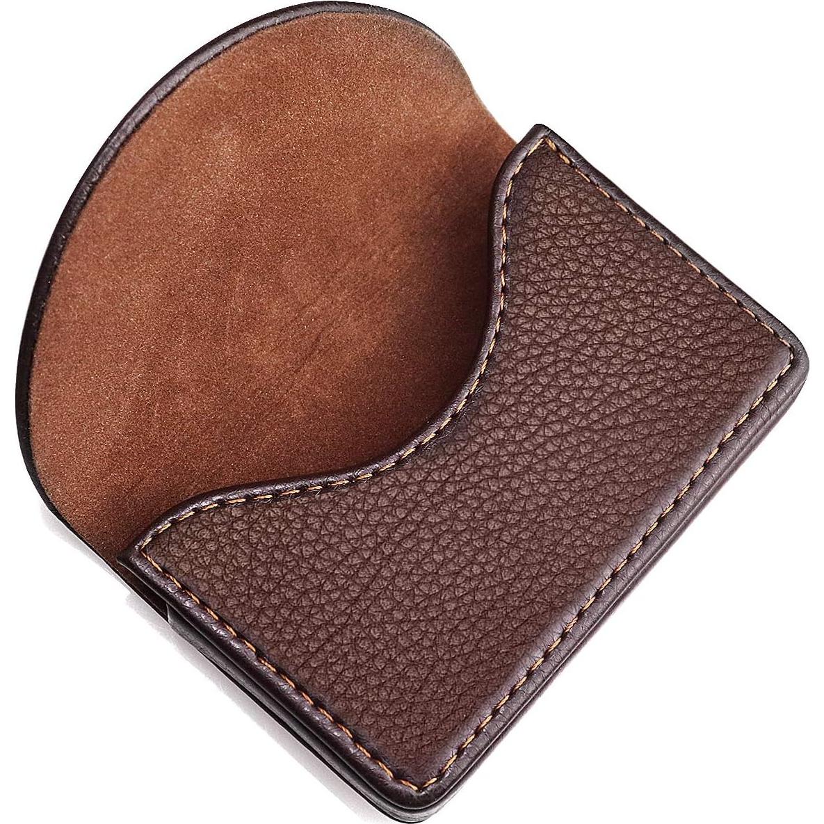 Cartera de Tarjetas de Negocios Ocadux de Cuero Café 25 Tarjetas