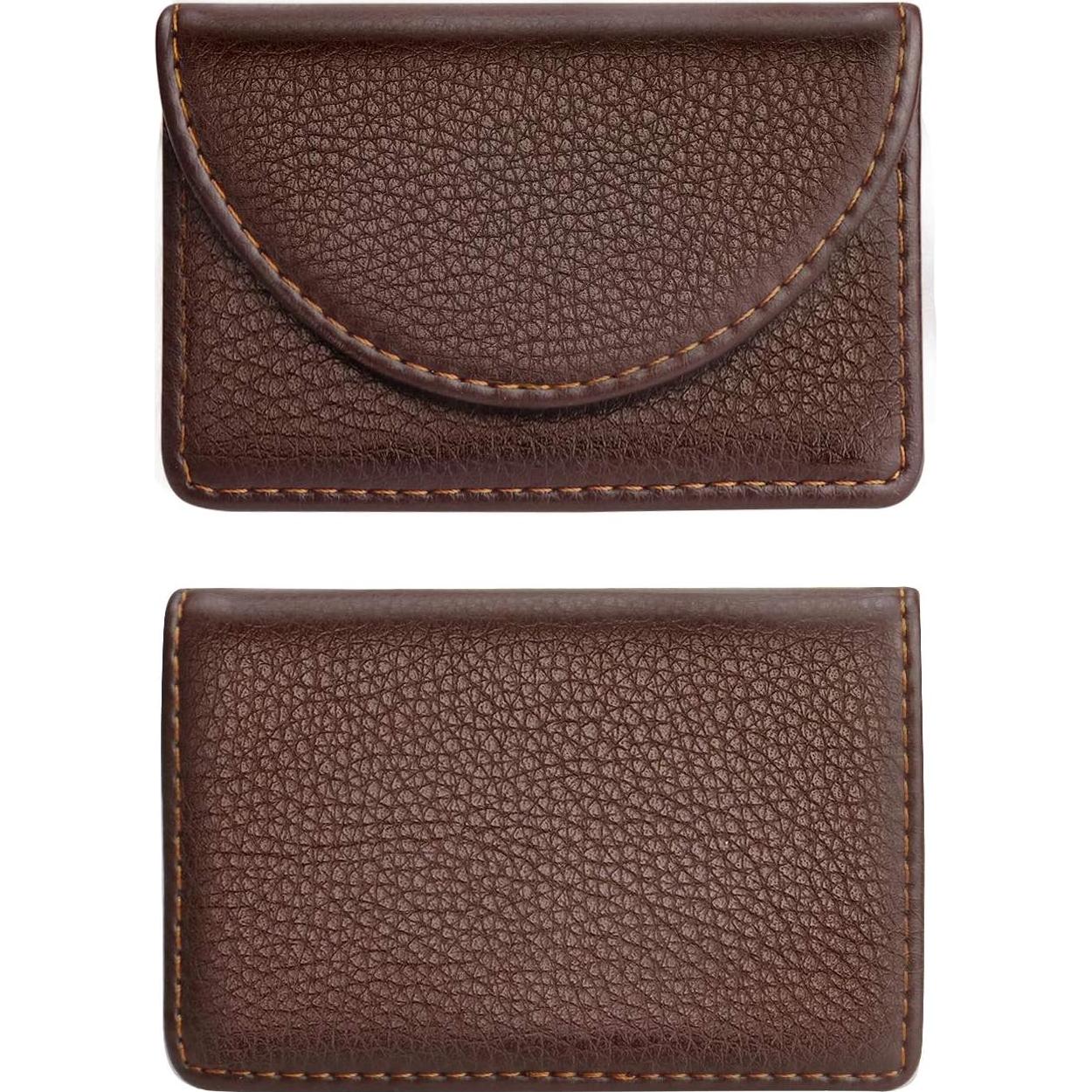 Cartera de Tarjetas de Negocios Ocadux de Cuero Café 25 Tarjetas