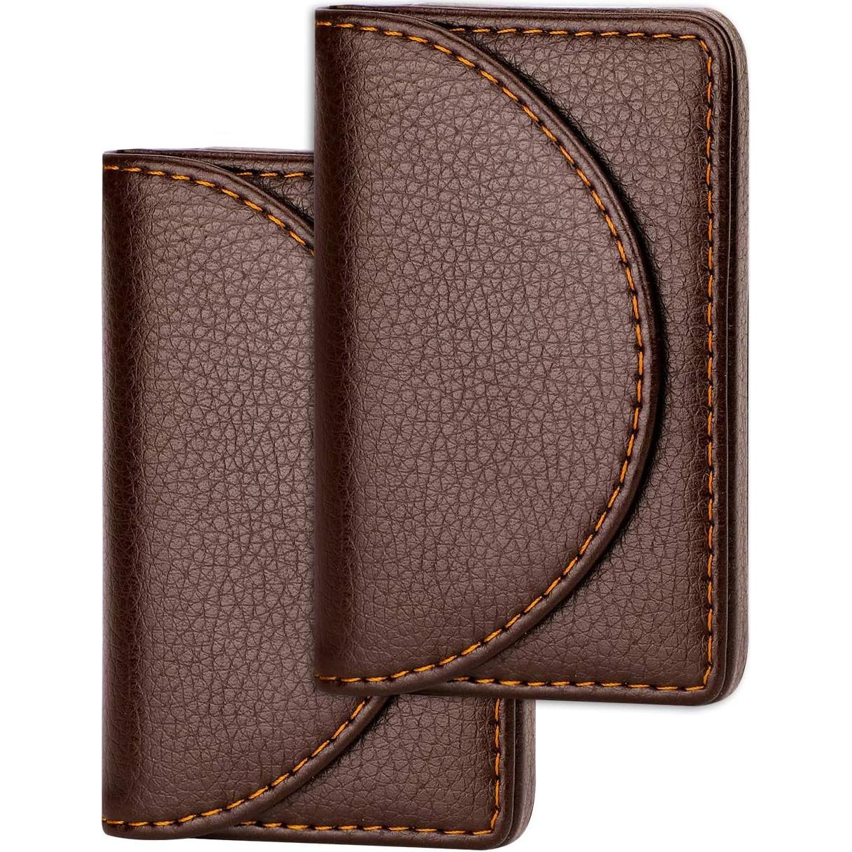 Cartera de Tarjetas de Negocios Ocadux de Cuero Café 25 Tarjetas