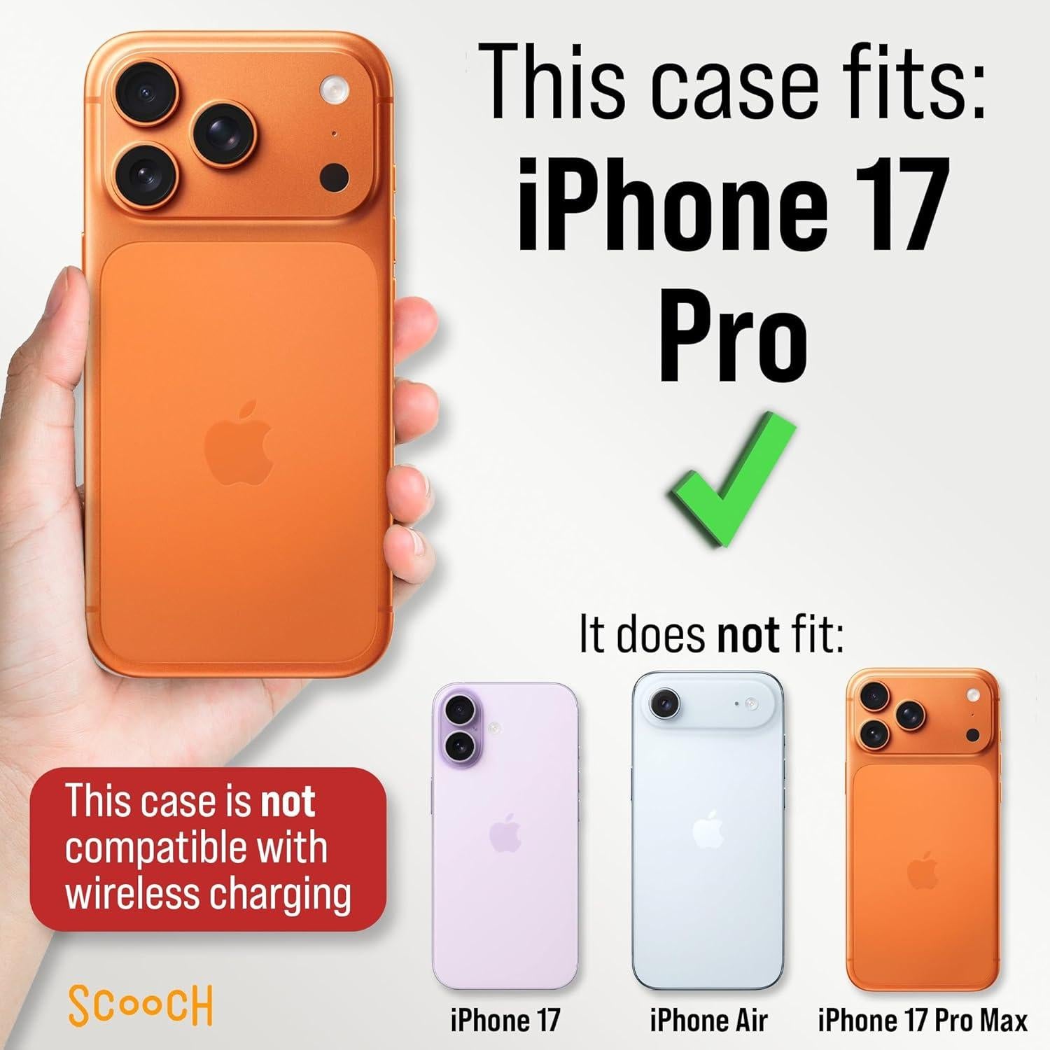 Funda Scooch Wingmate para iPhone 17 Pro, Negro, Soporte Tarjetas