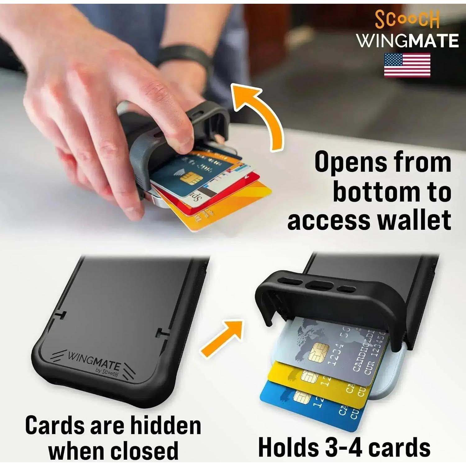 Funda Scooch Wingmate para iPhone 17 Pro, Negro, Soporte Tarjetas