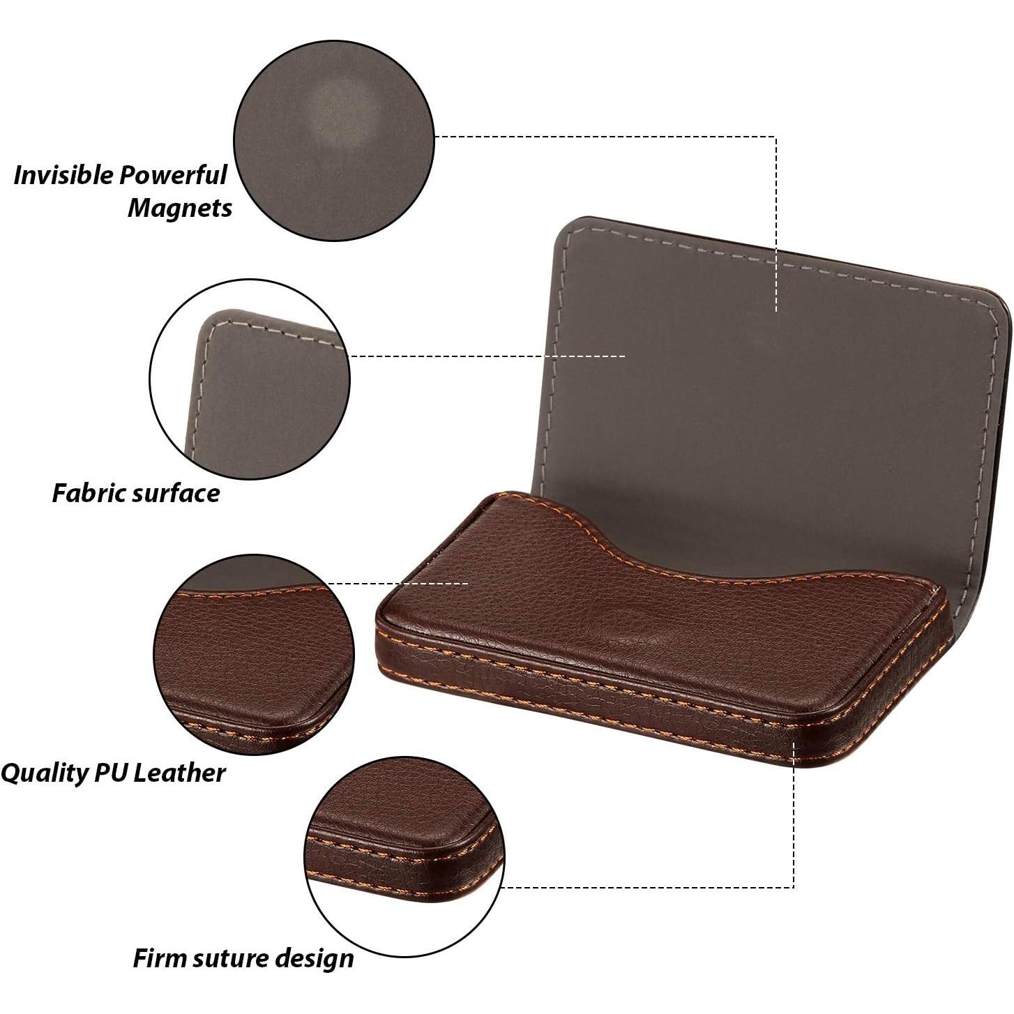 Soporte para Tarjetas de Negocios Outus 2 Pcs Cuero PU Negro y Café