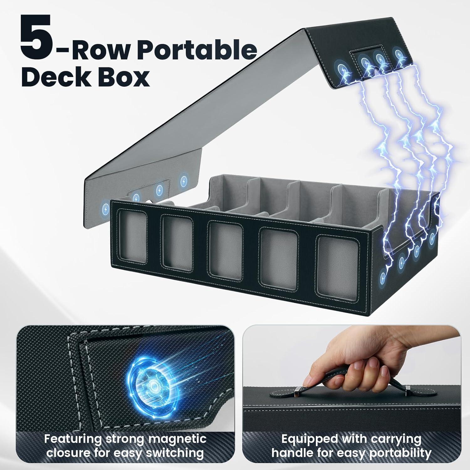 Caja de Almacenamiento de Cartas Enrichovo 5 Filas Gris