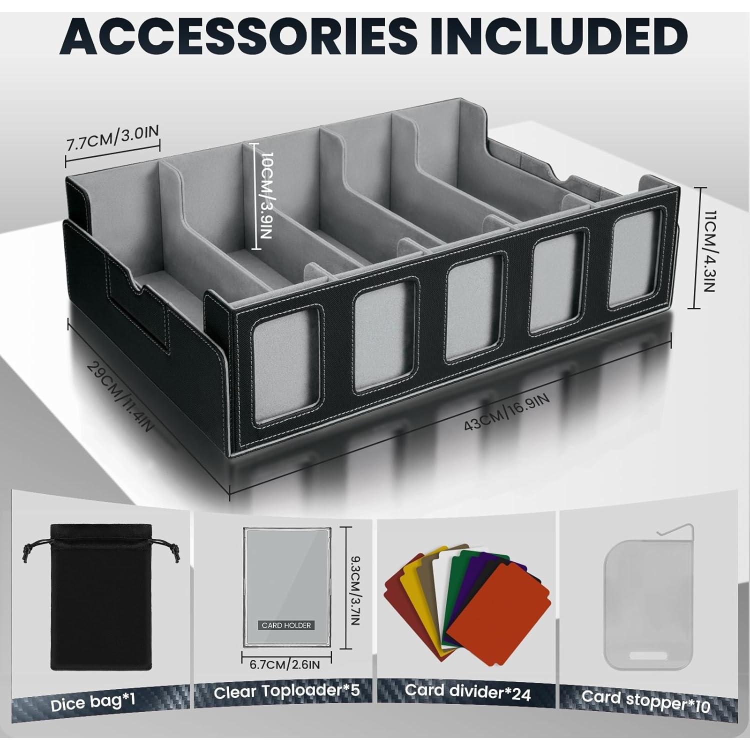 Caja de Almacenamiento de Cartas Enrichovo 5 Filas Gris