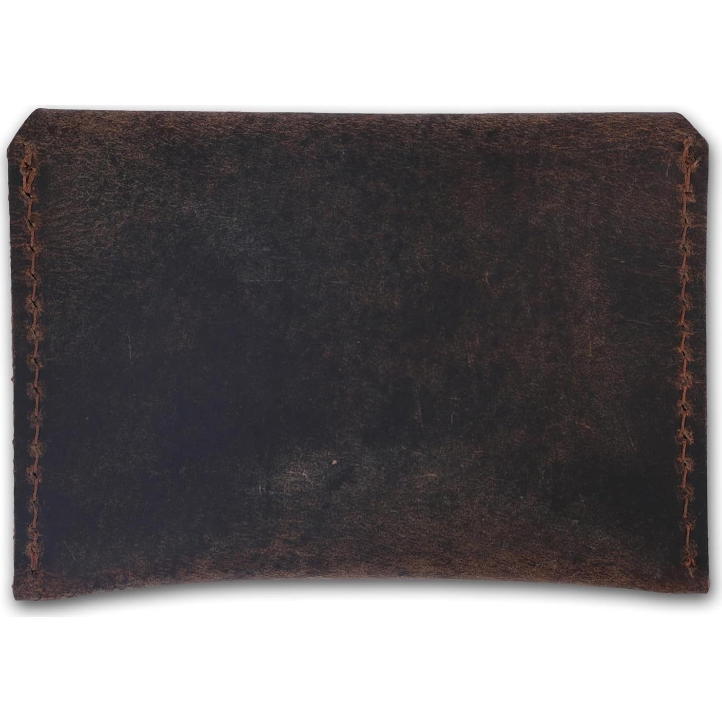 Porta Tarjetas de Cuero CestAntiQ Marrón Vintage Slim