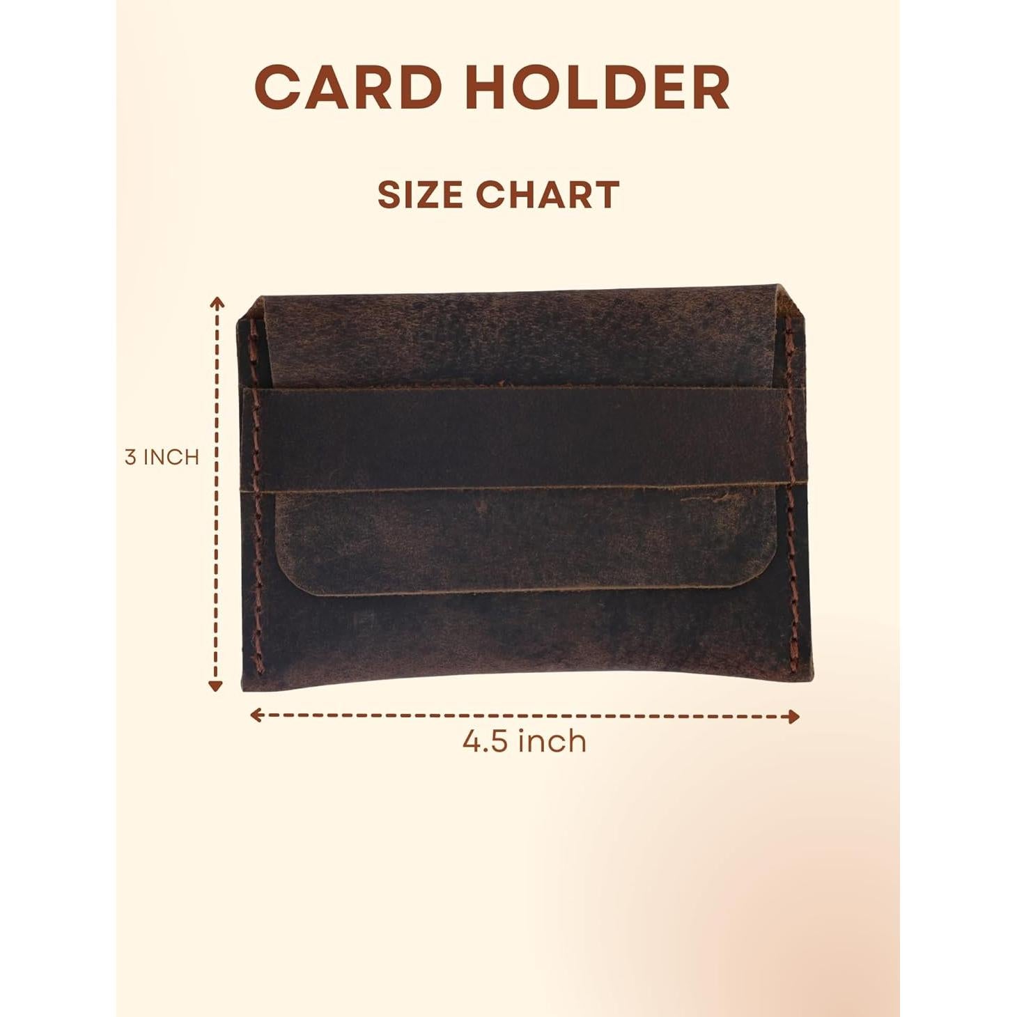 Porta Tarjetas de Cuero CestAntiQ Marrón Vintage Slim