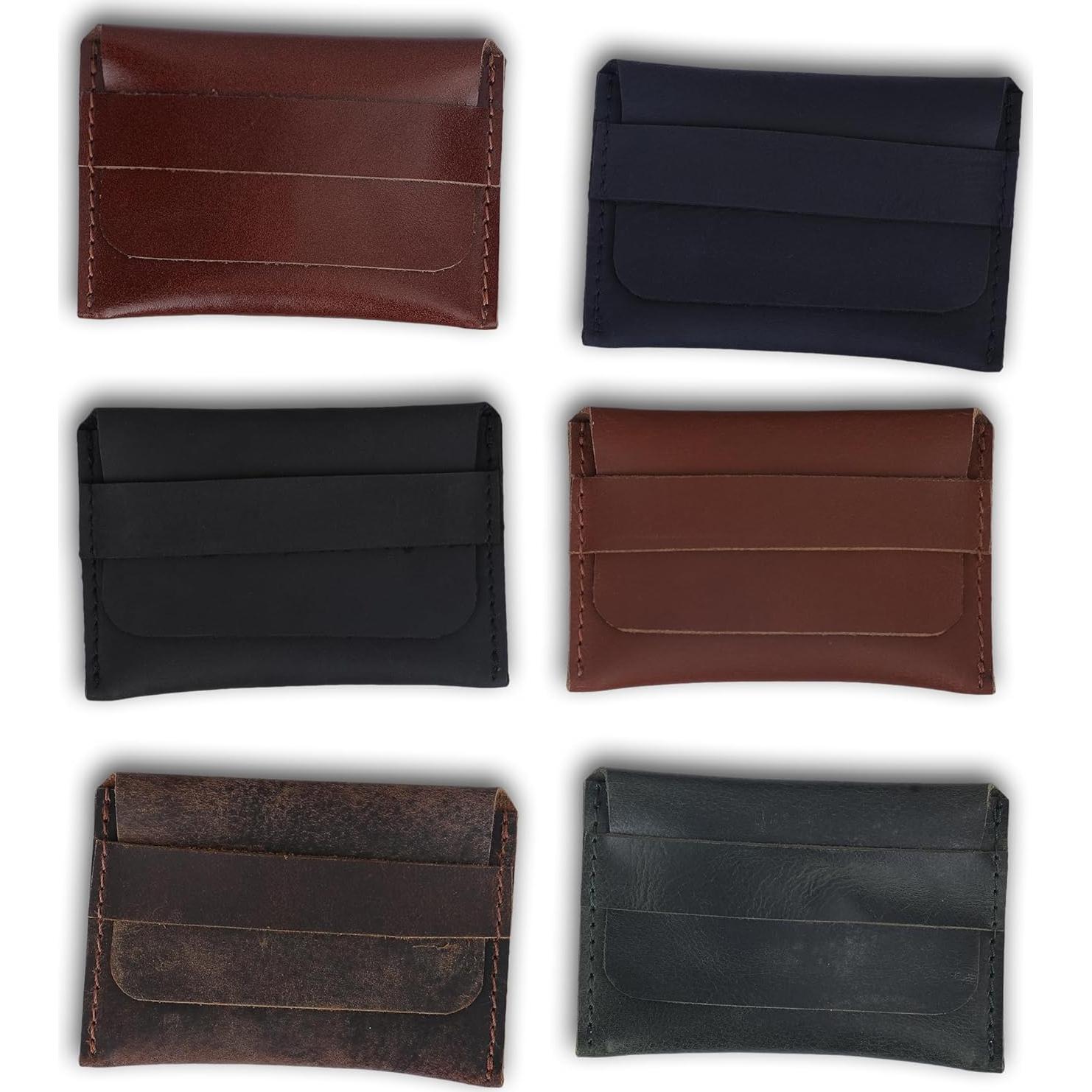 Porta Tarjetas de Cuero CestAntiQ Marrón Vintage Slim