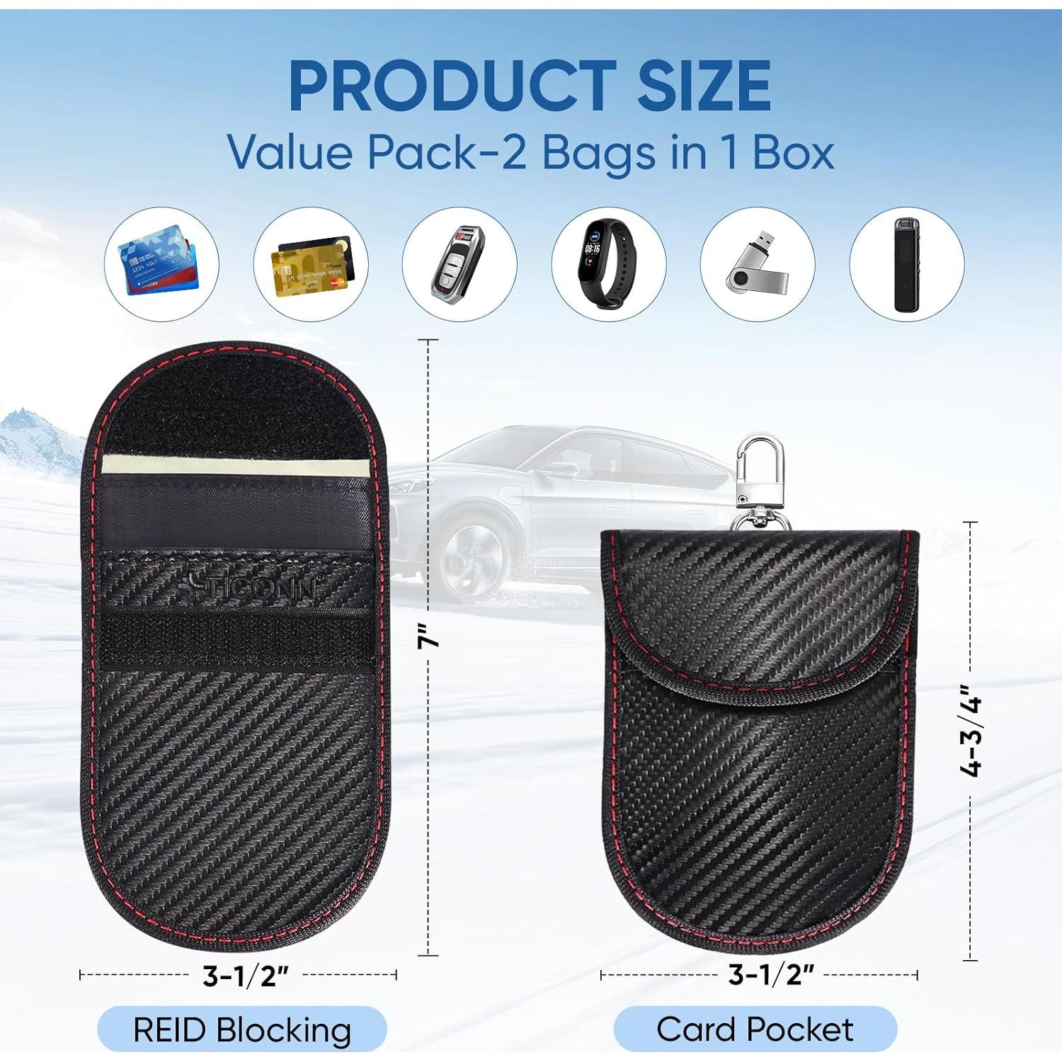 Bolsa Faraday TICONN para Llave 8.9x12.7cm Antirrobo