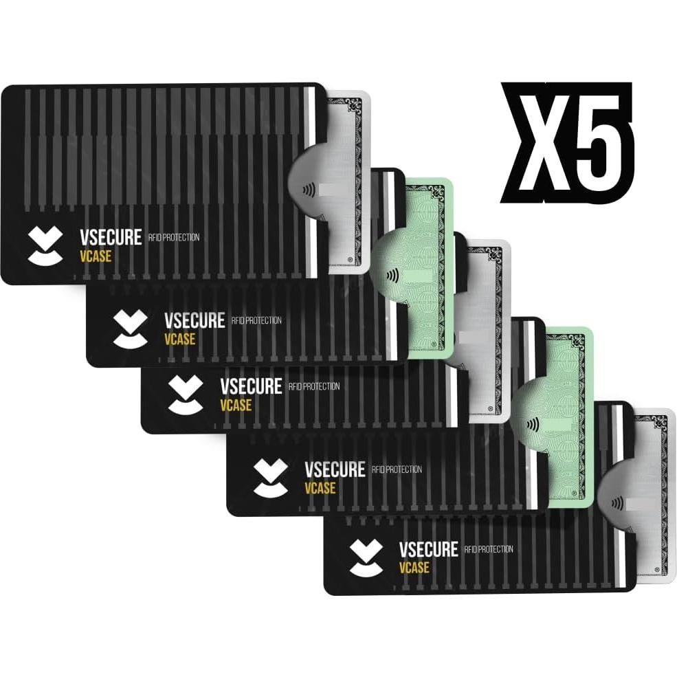 Juego de 5 Fundas Bloqueadoras RFID VCase - Protección Tarjetas