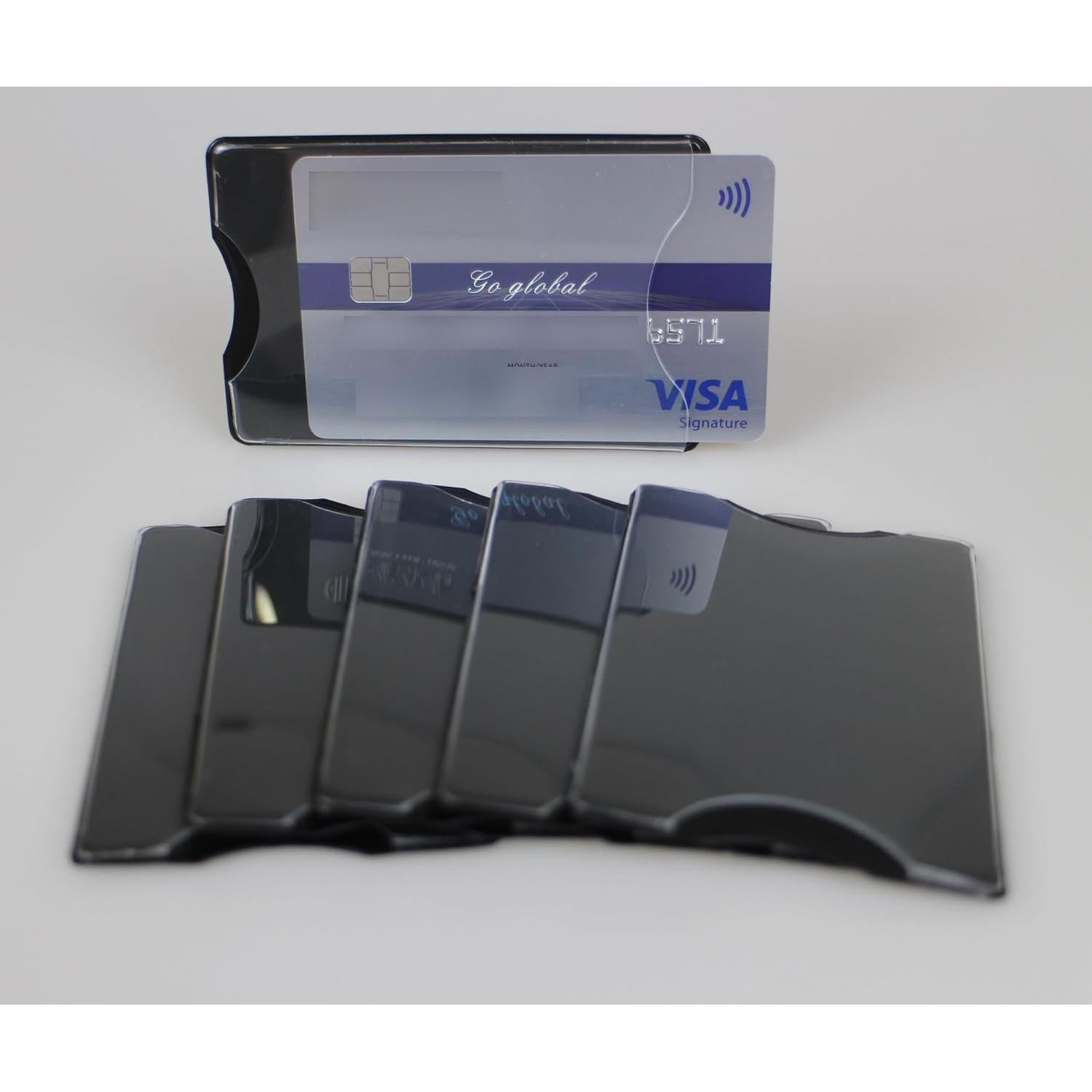 Paquete de 5 Fundas Bloqueadoras RFID Jiashili - Transparente/Negro