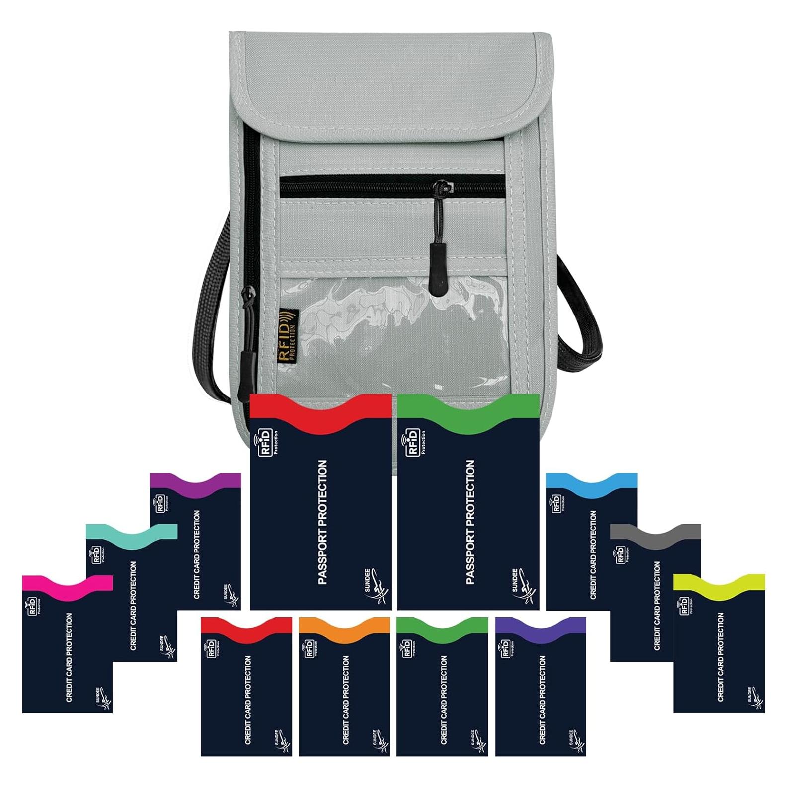 Bolsillo de Cuello Antirrobo RFID Gris para Viajes - Unisex