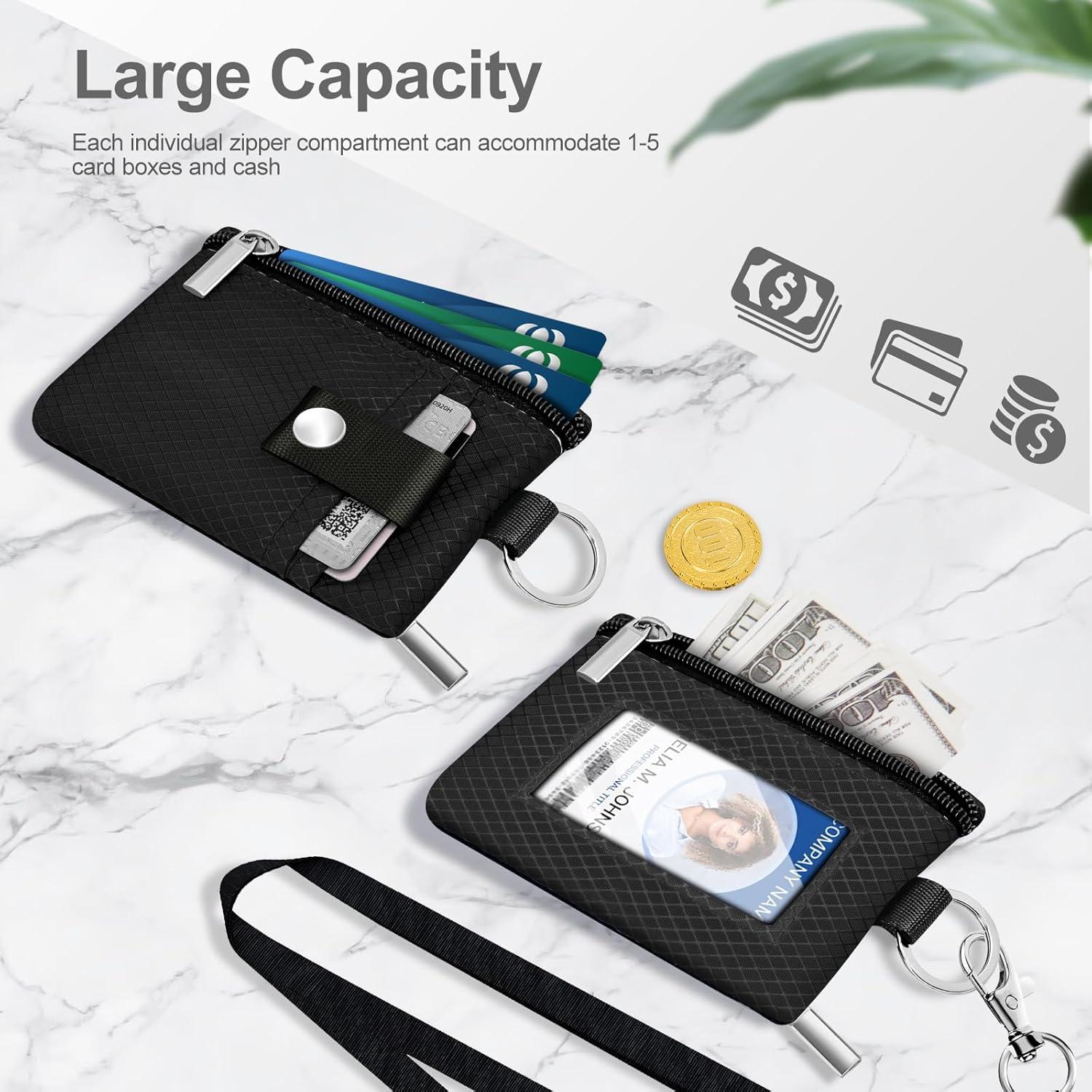 Billetera Minimalista CCUMI con Bloqueo RFID y Cremallera Negra