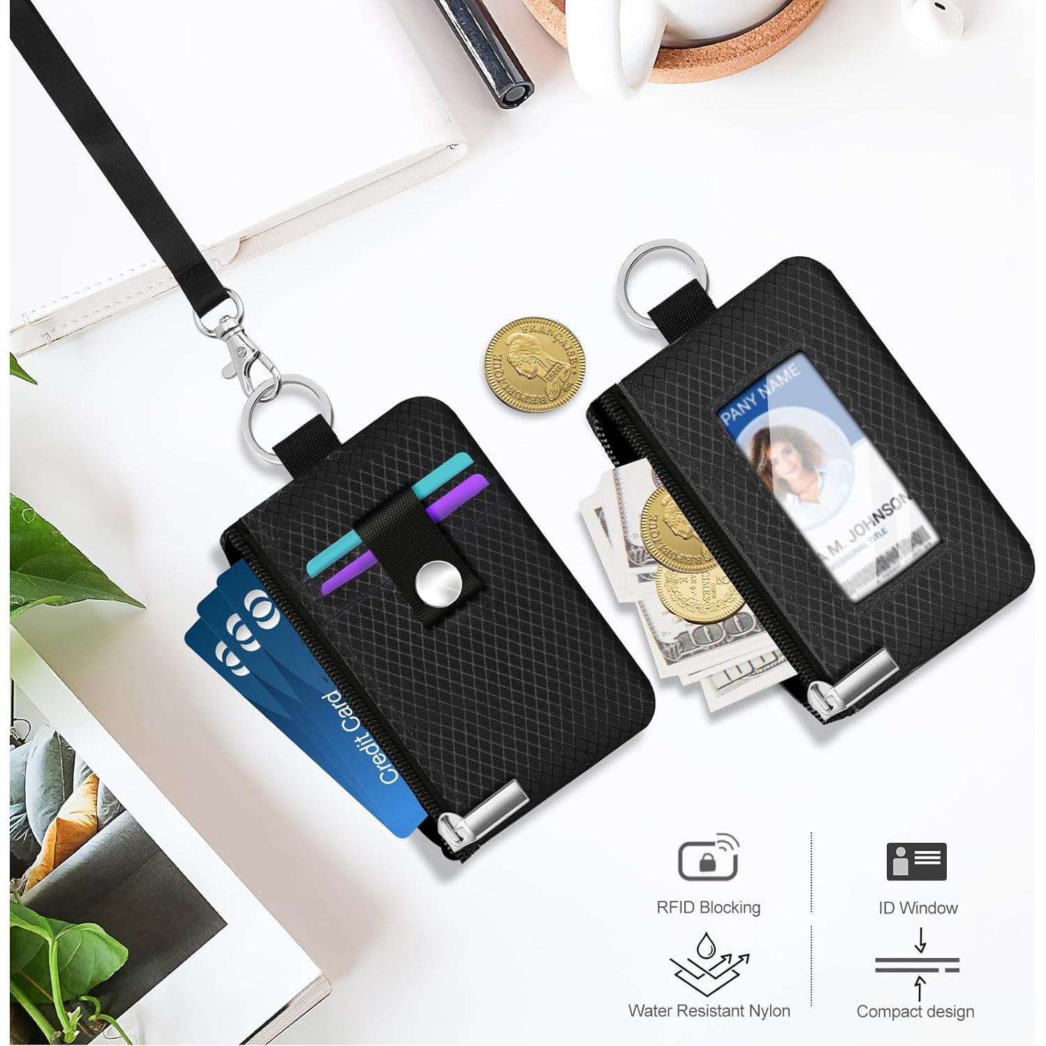 Billetera Minimalista CCUMI con Bloqueo RFID y Cremallera Negra