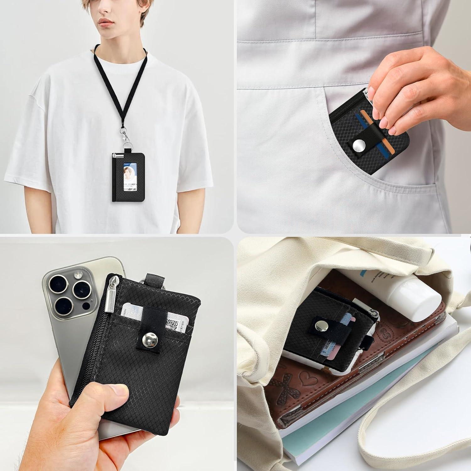 Billetera Minimalista CCUMI con Bloqueo RFID y Cremallera Negra