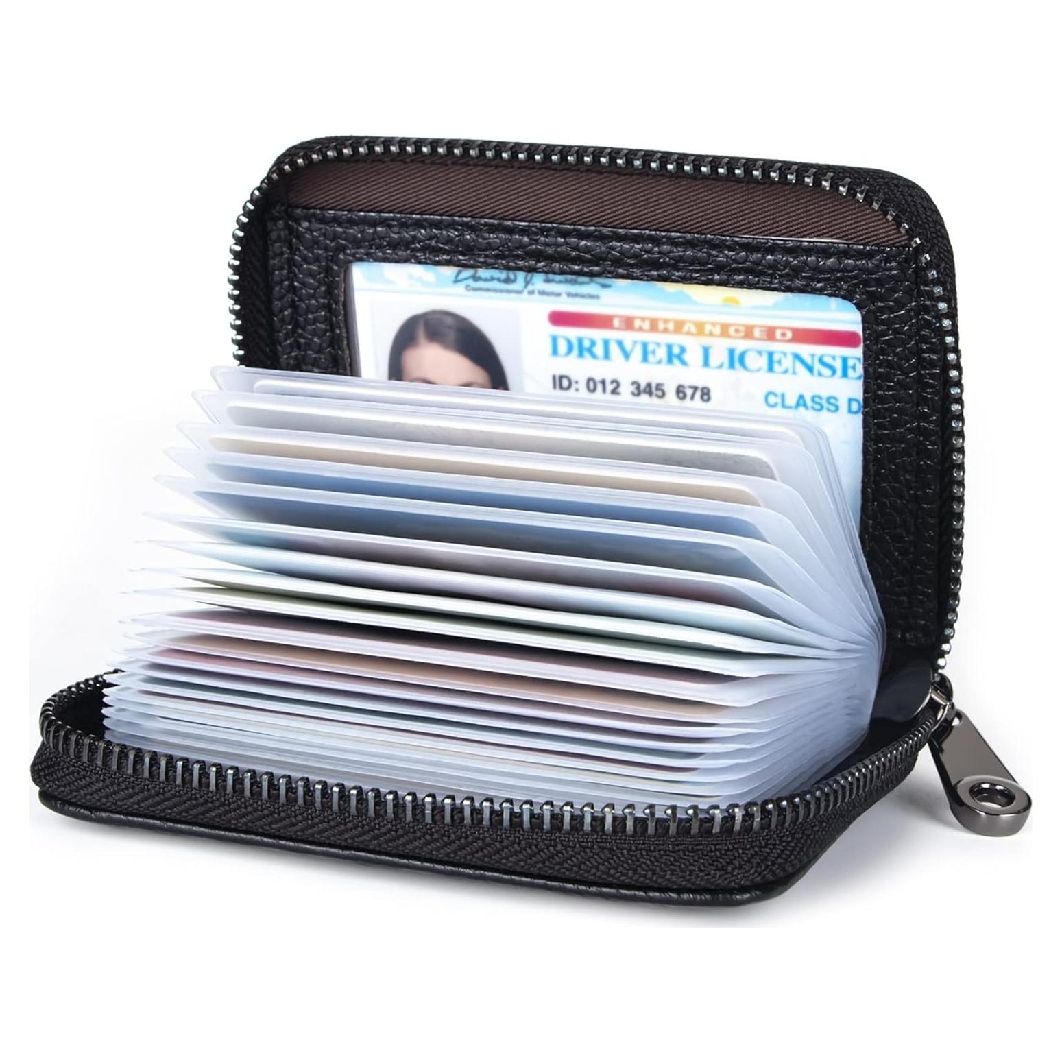 Cartera de Cuero Genuino Suweibuke con Bloqueo RFID - Negro