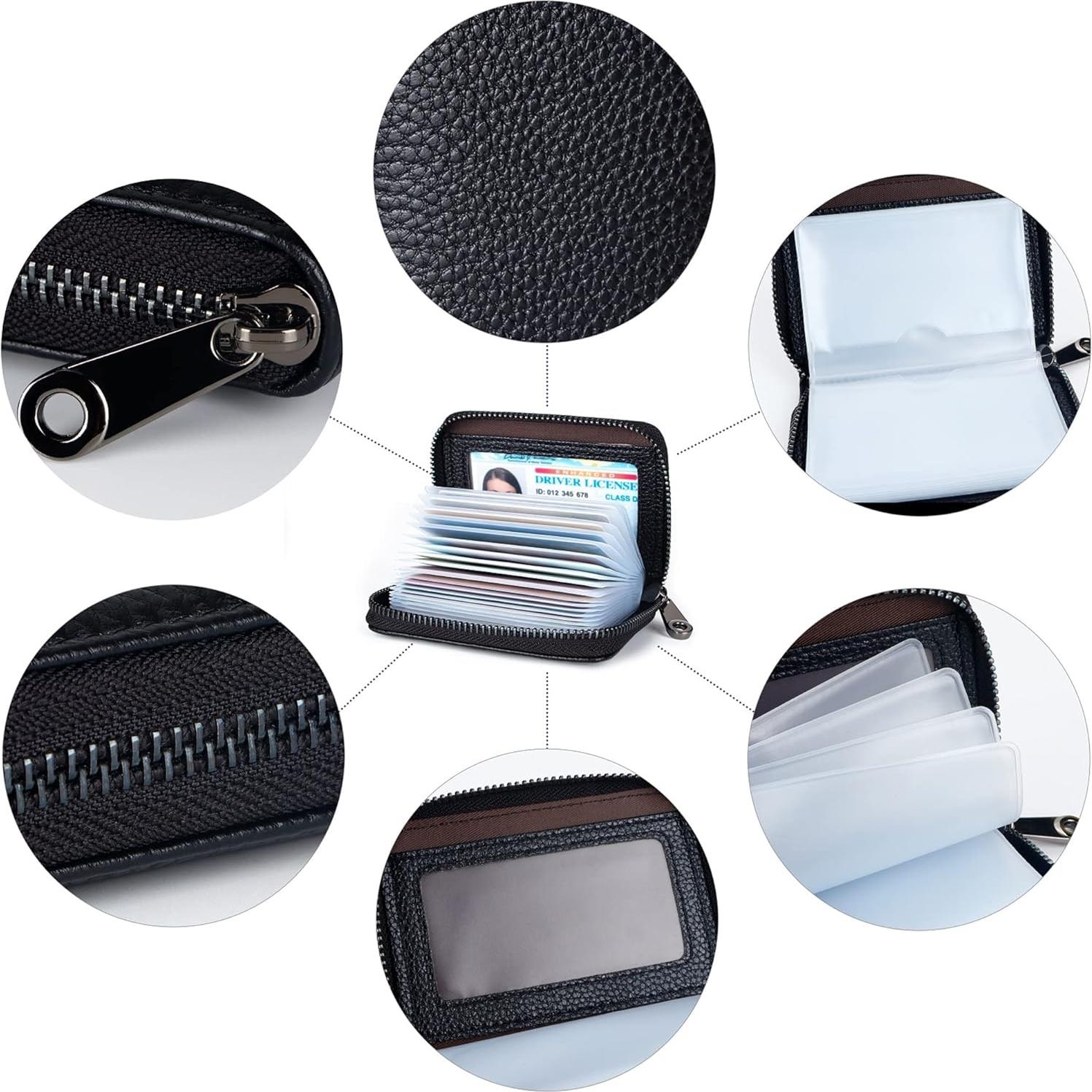 Cartera de Cuero Genuino Suweibuke con Bloqueo RFID - Negro