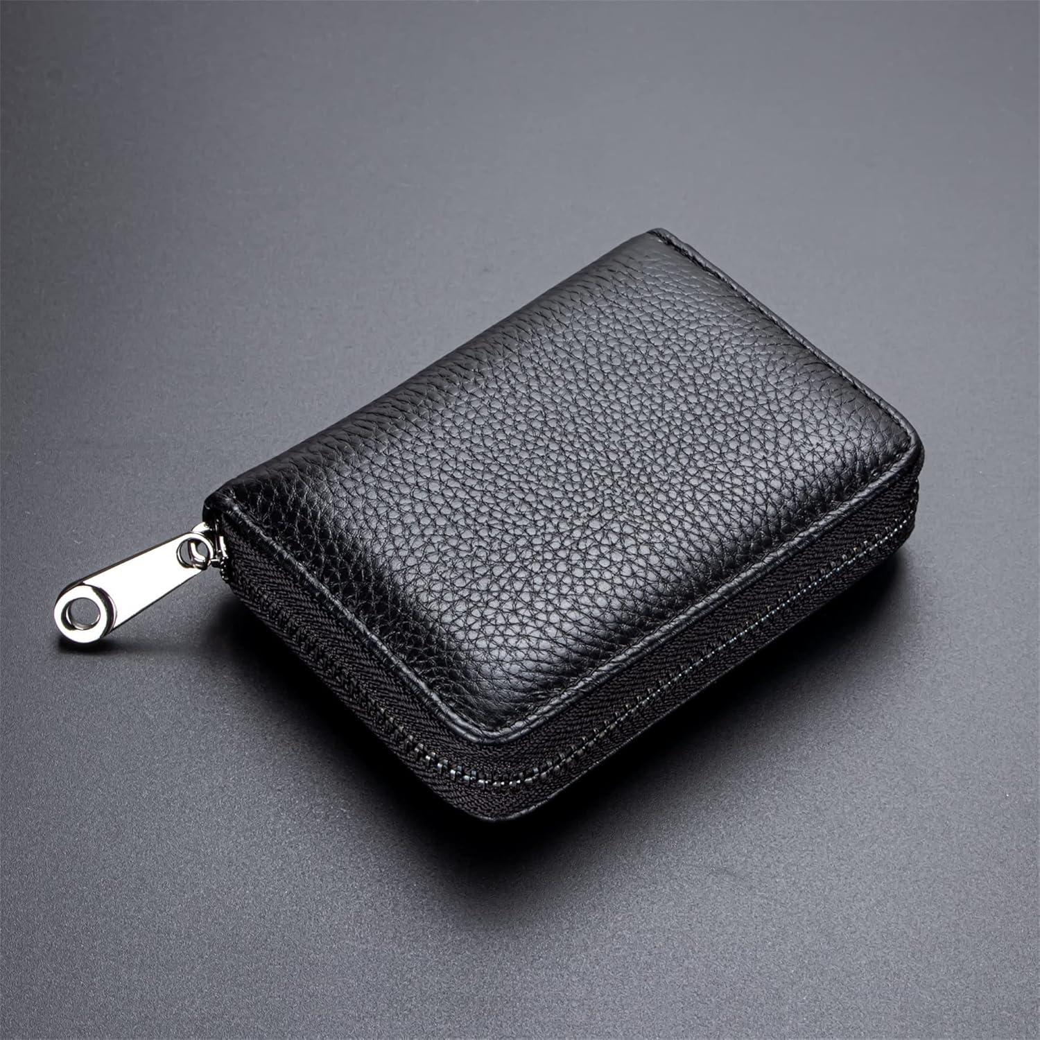 Cartera de Cuero Genuino Suweibuke con Bloqueo RFID - Negro