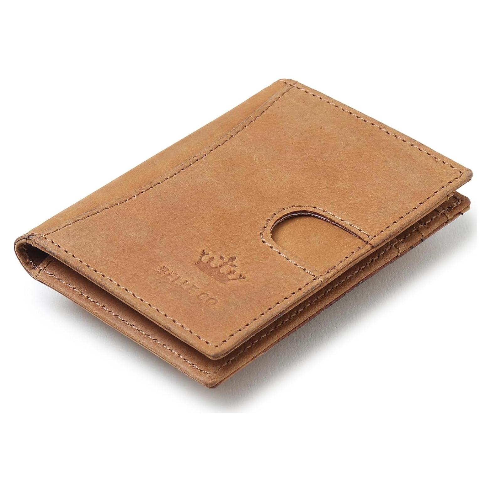 Billetera Slim de Cuero Genuino Bbelleco con Bloqueo RFID