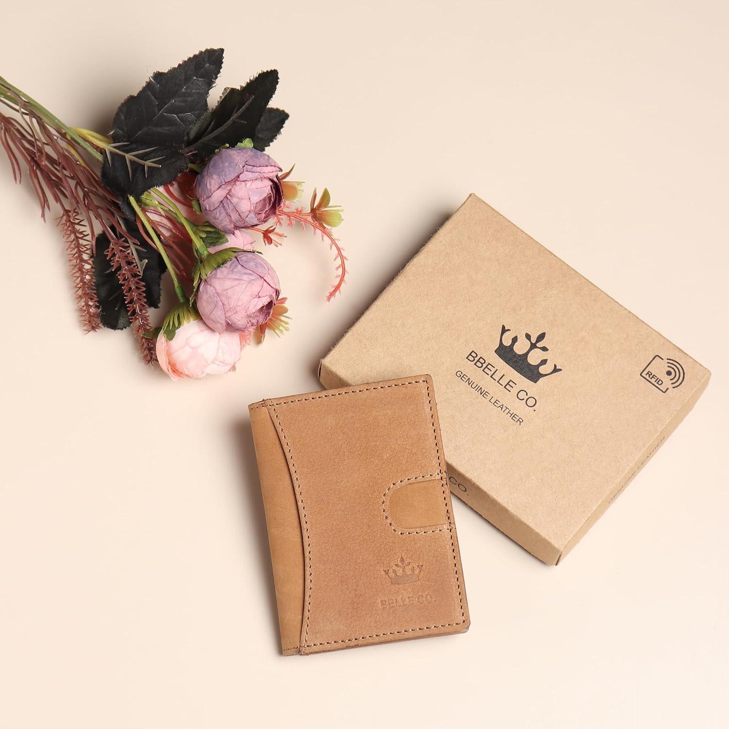 Billetera Slim de Cuero Genuino Bbelleco con Bloqueo RFID