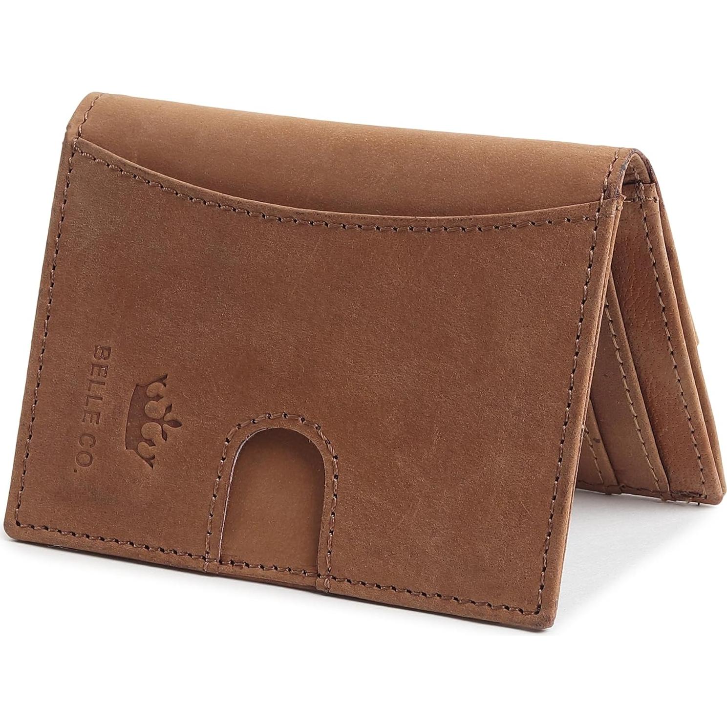 Billetera Slim de Cuero Genuino Bbelleco con Bloqueo RFID