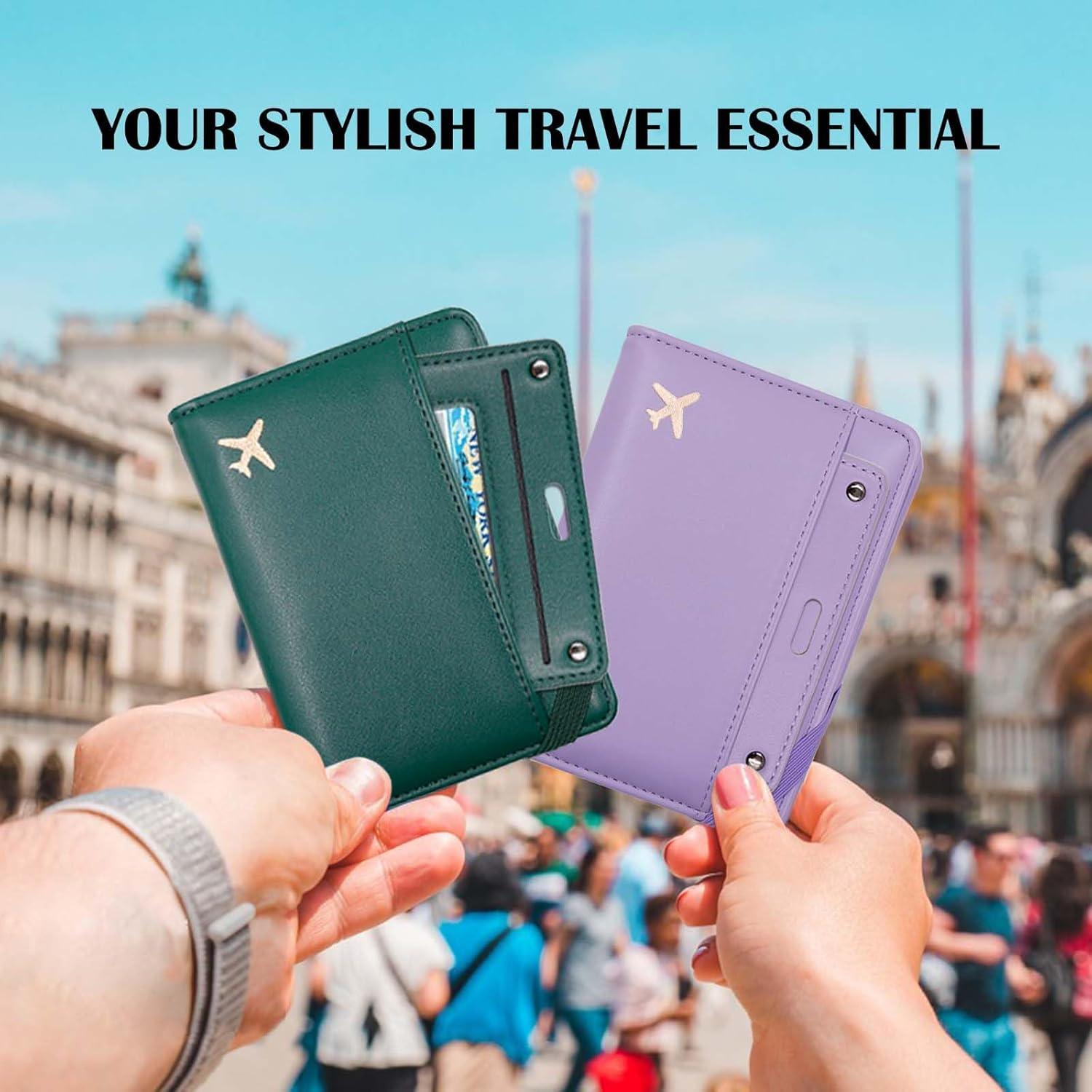 Porta Pasaporte Melsbrinna Morado con Bloqueo RFID y Manga Desmontable