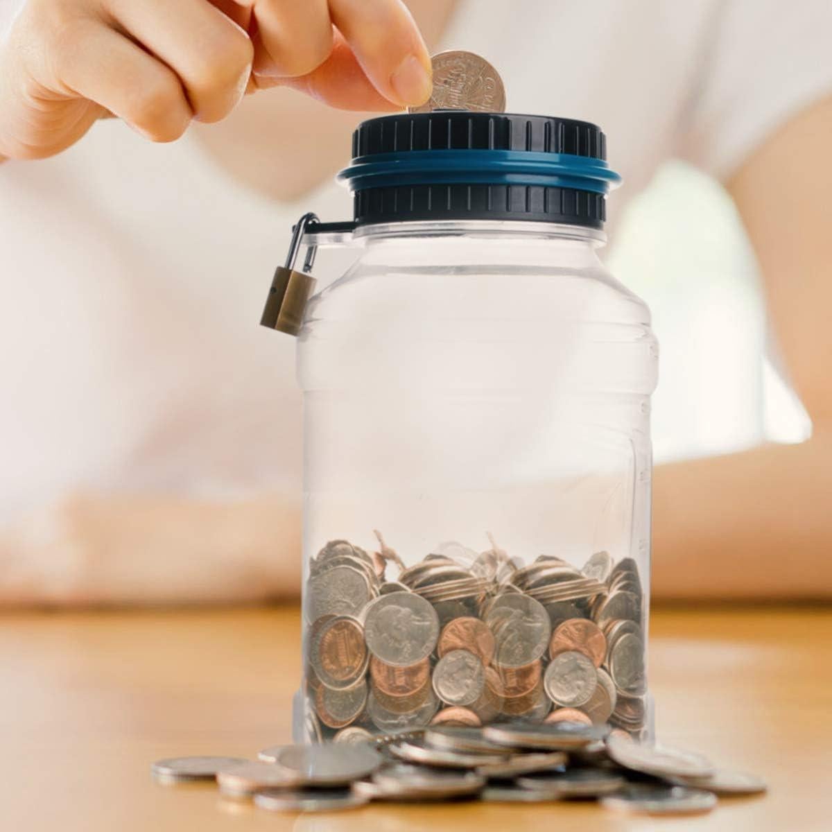 Contador de Monedas Digital QCHL 1.8L con Pantalla LCD y Candado