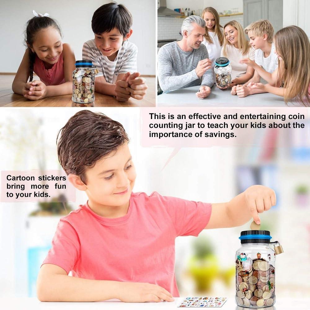 Contador de Monedas Digital QCHL 1.8L con Pantalla LCD y Candado