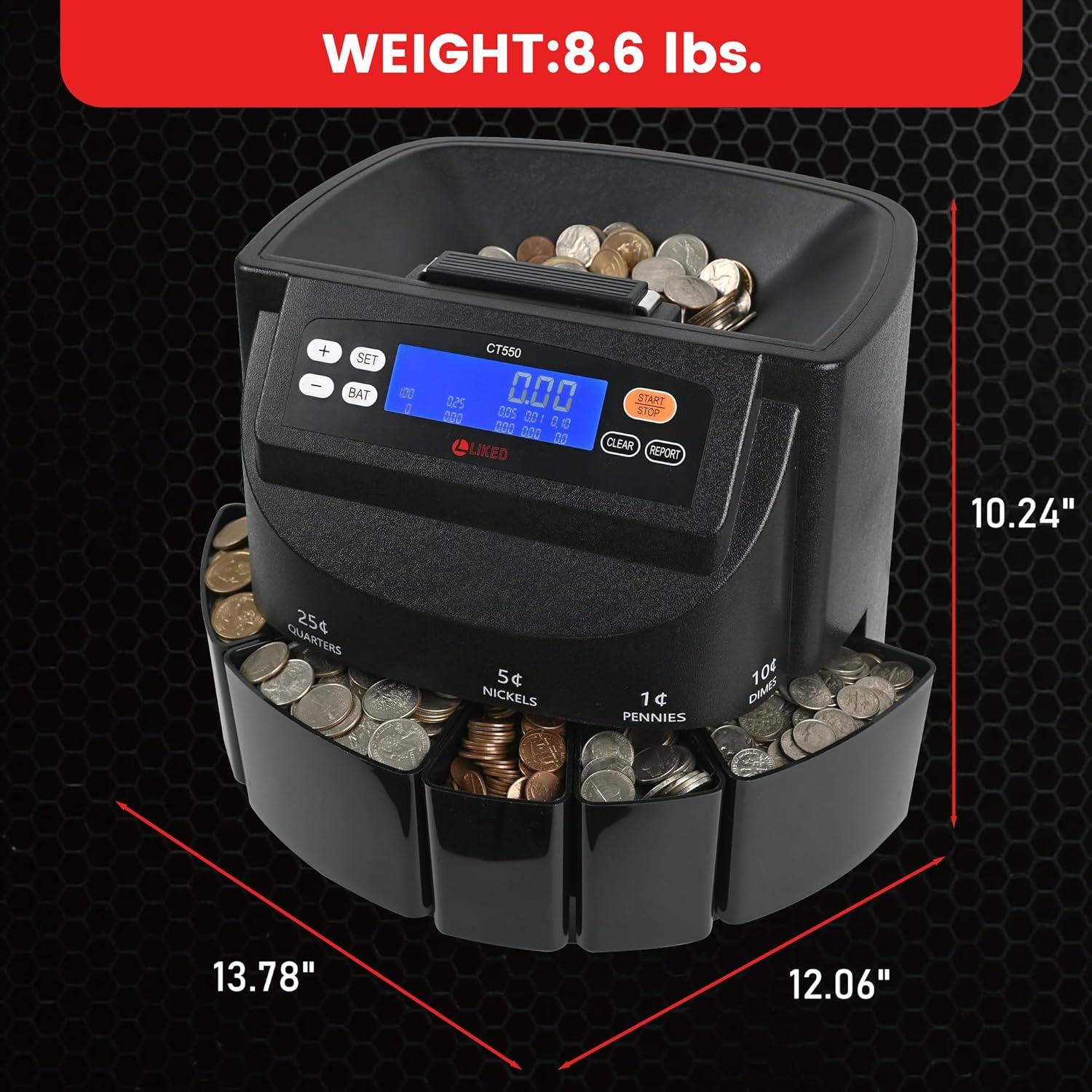 Contador y Clasificador de Monedas L LIKED LD-CT550-5C, 5 Tipos