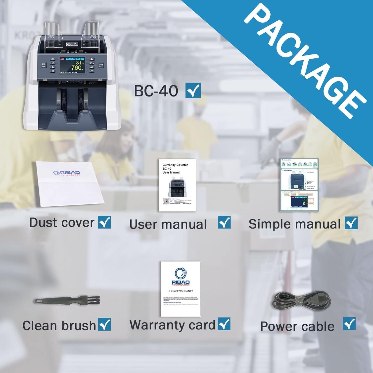 Máquina Contadora de Dinero RIBAO BC-40 Multimoneda 6.88kg