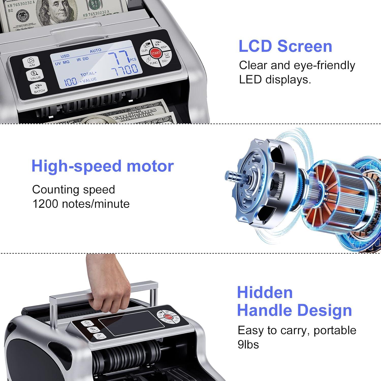 Contadora de Dinero Aocktobar K08 con Detección de Billetes Falsos