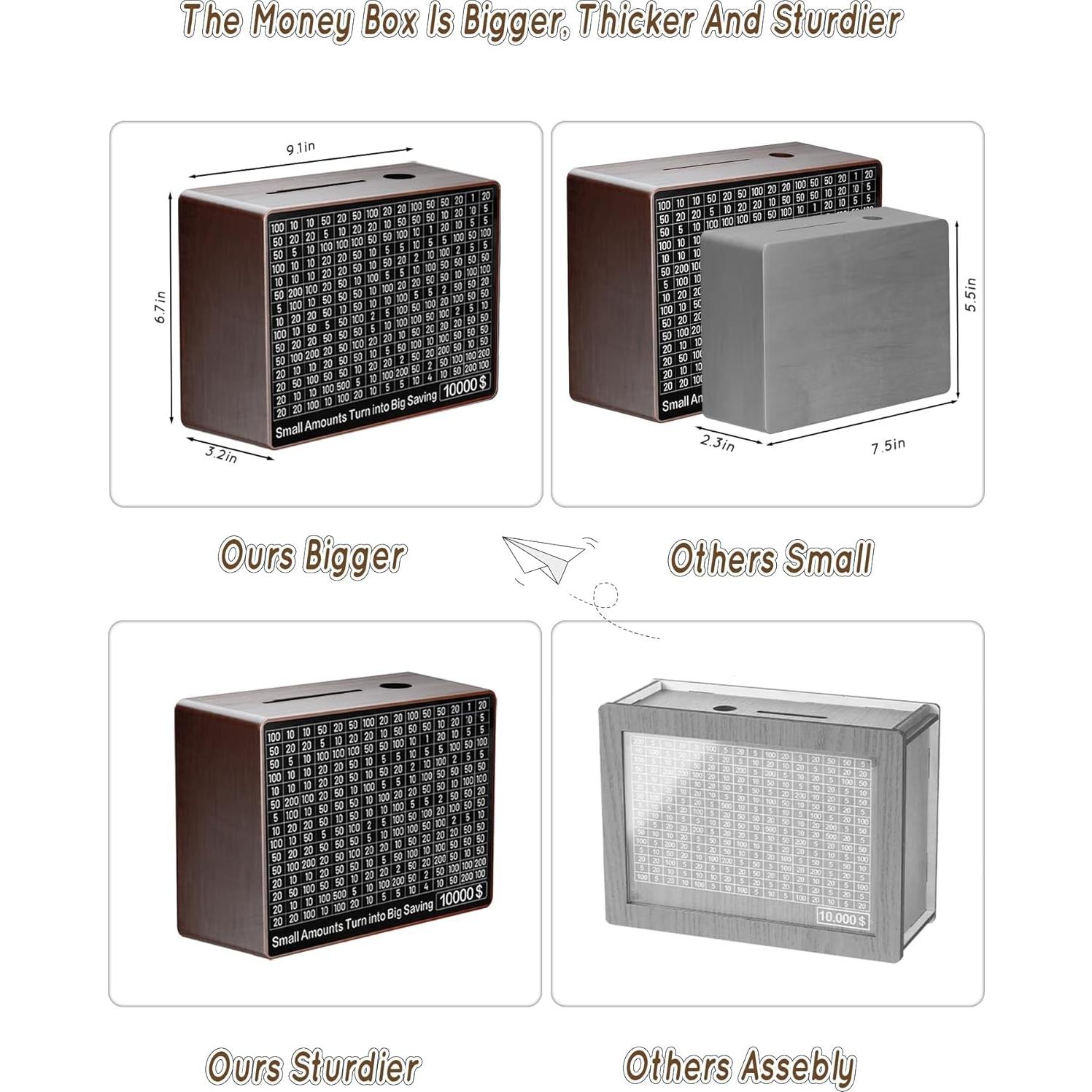 Caja de Ahorro de Madera GoePaTo 23.1x17x8.1cm Marrón