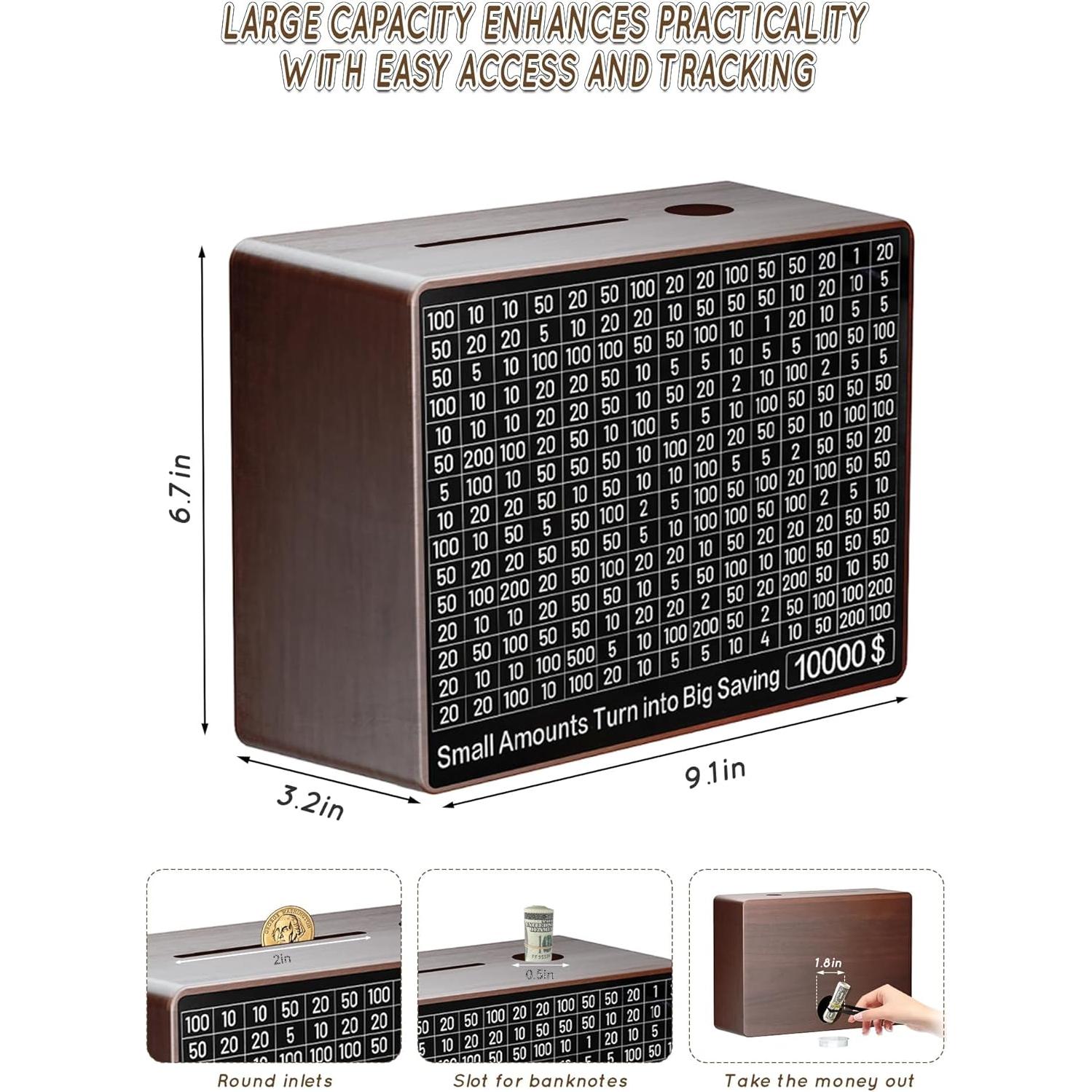 Caja de Ahorro de Madera GoePaTo 23.1x17x8.1cm Marrón