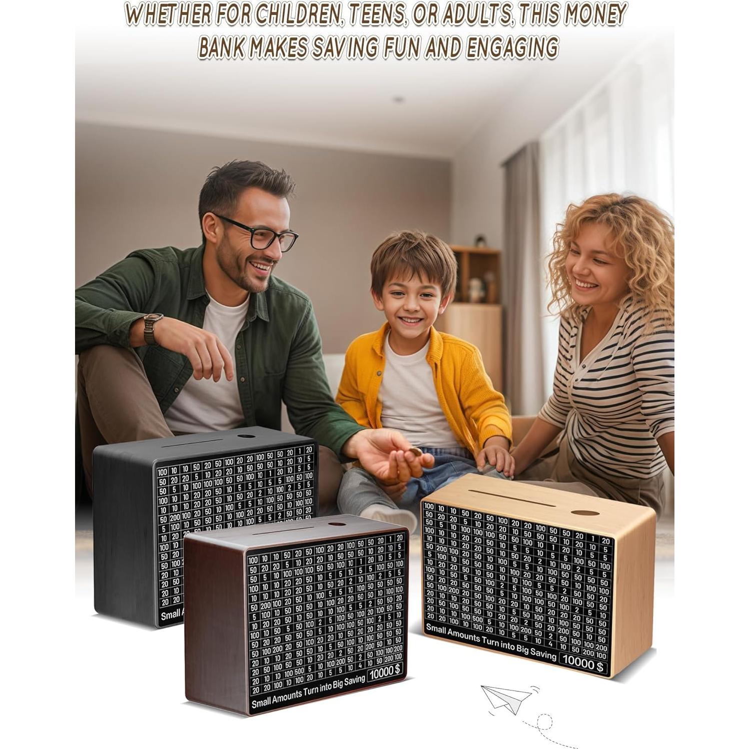 Caja de Ahorro de Madera GoePaTo 23.1x17x8.1cm Marrón