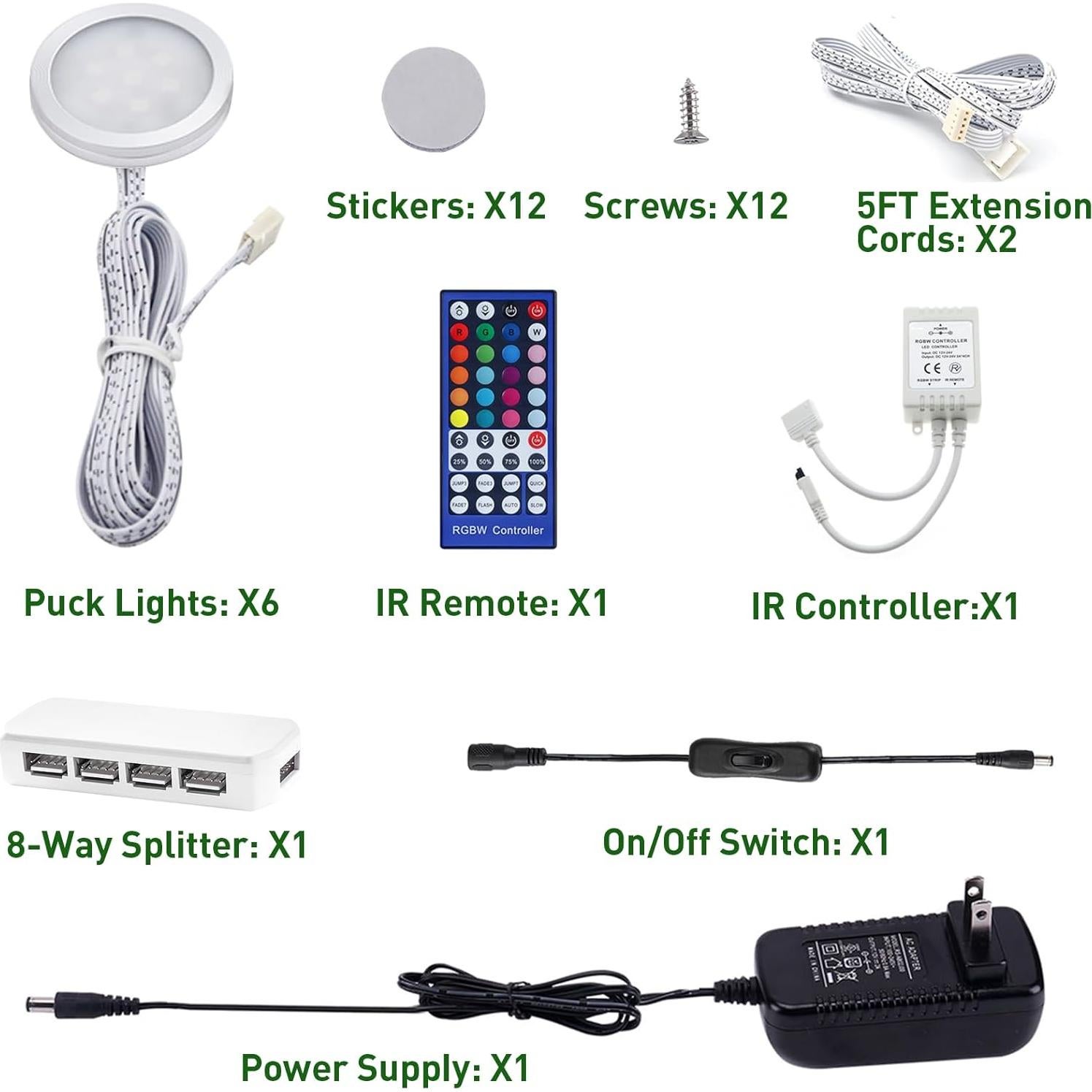 Kit de Iluminación LED AIBOO 6 Luces Puck RGBWW 18W