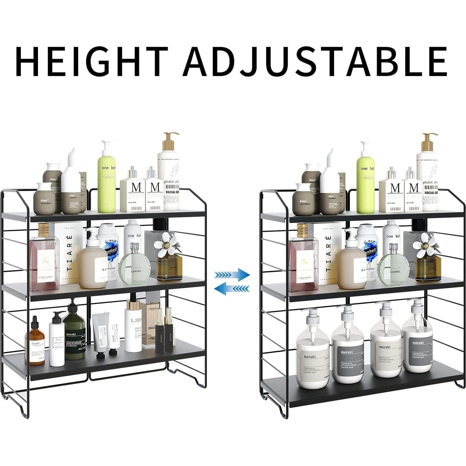 Organizador de Encimera BOIVSHI 3 Niveles Ajustable Metal Negro