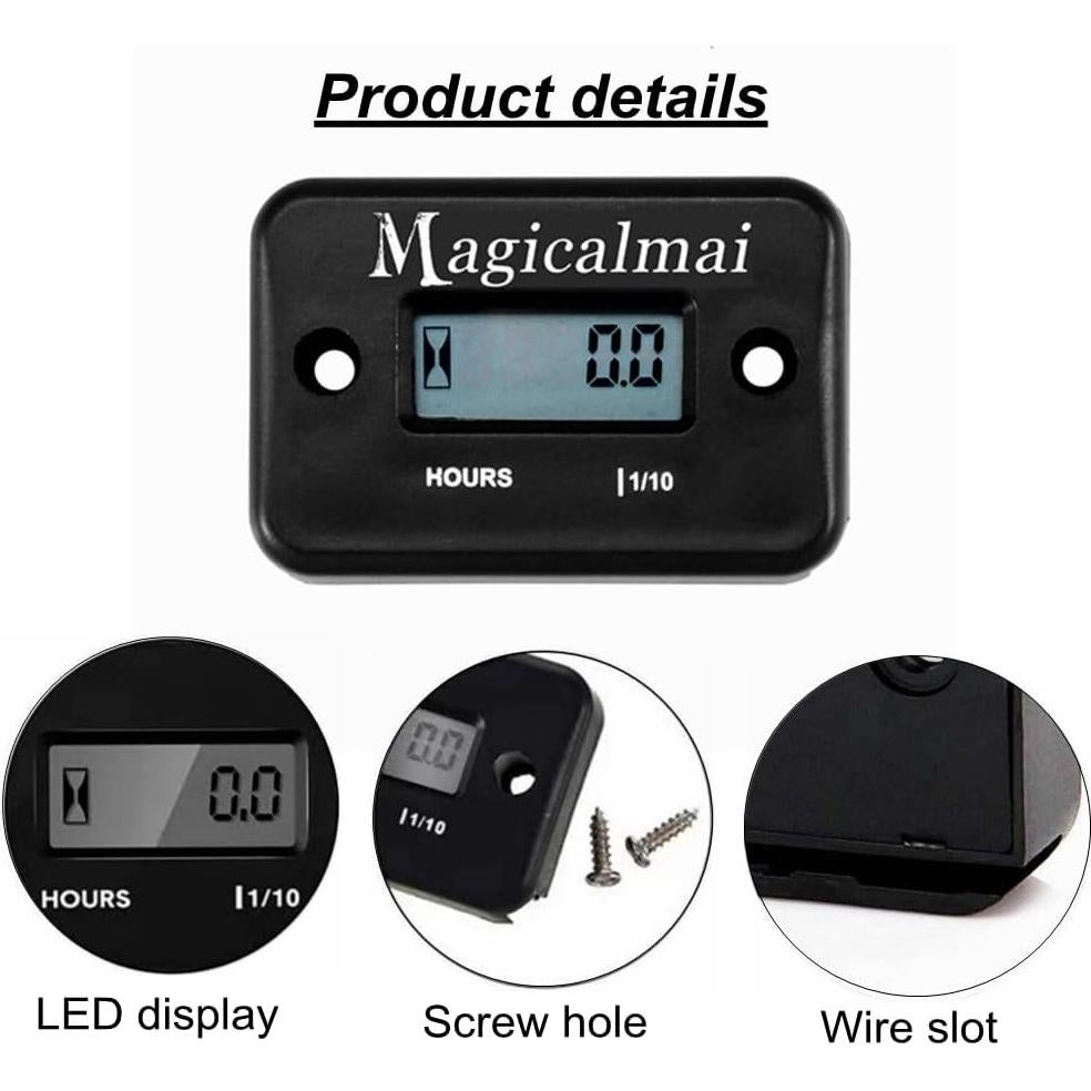 Contador de Horas Inductivo Magicalmai para Motores y Generadores - Negro