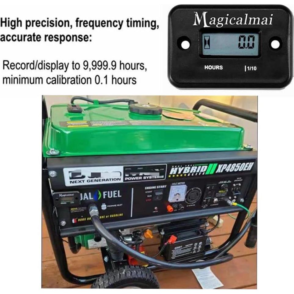Contador de Horas Inductivo Magicalmai para Motores y Generadores - Negro