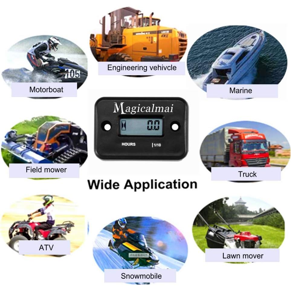 Contador de Horas Inductivo Magicalmai para Motores y Generadores - Negro