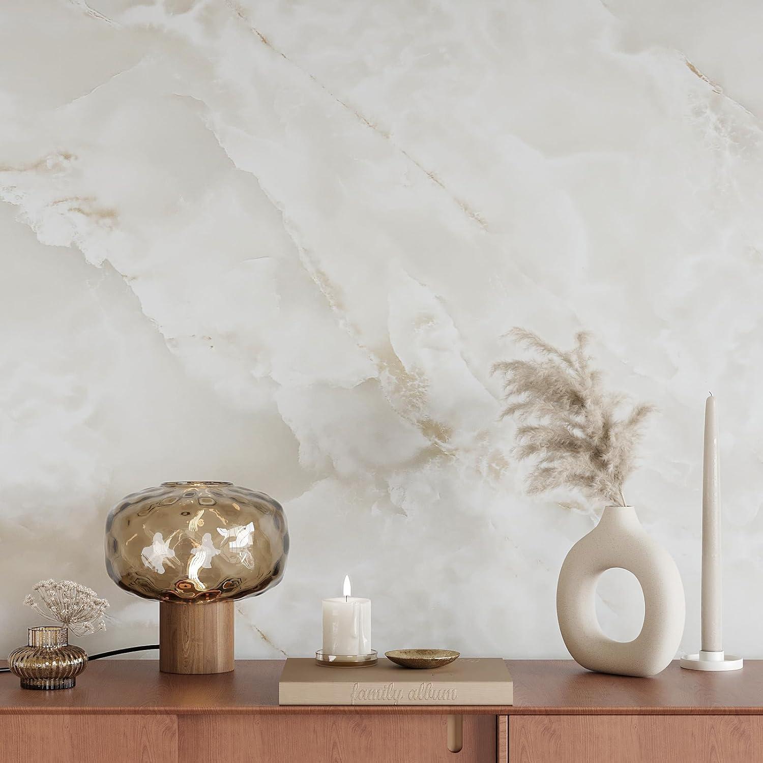 Papel Contacto de Mármol Onyx Crema VEELIKE 81.28x299.72cm