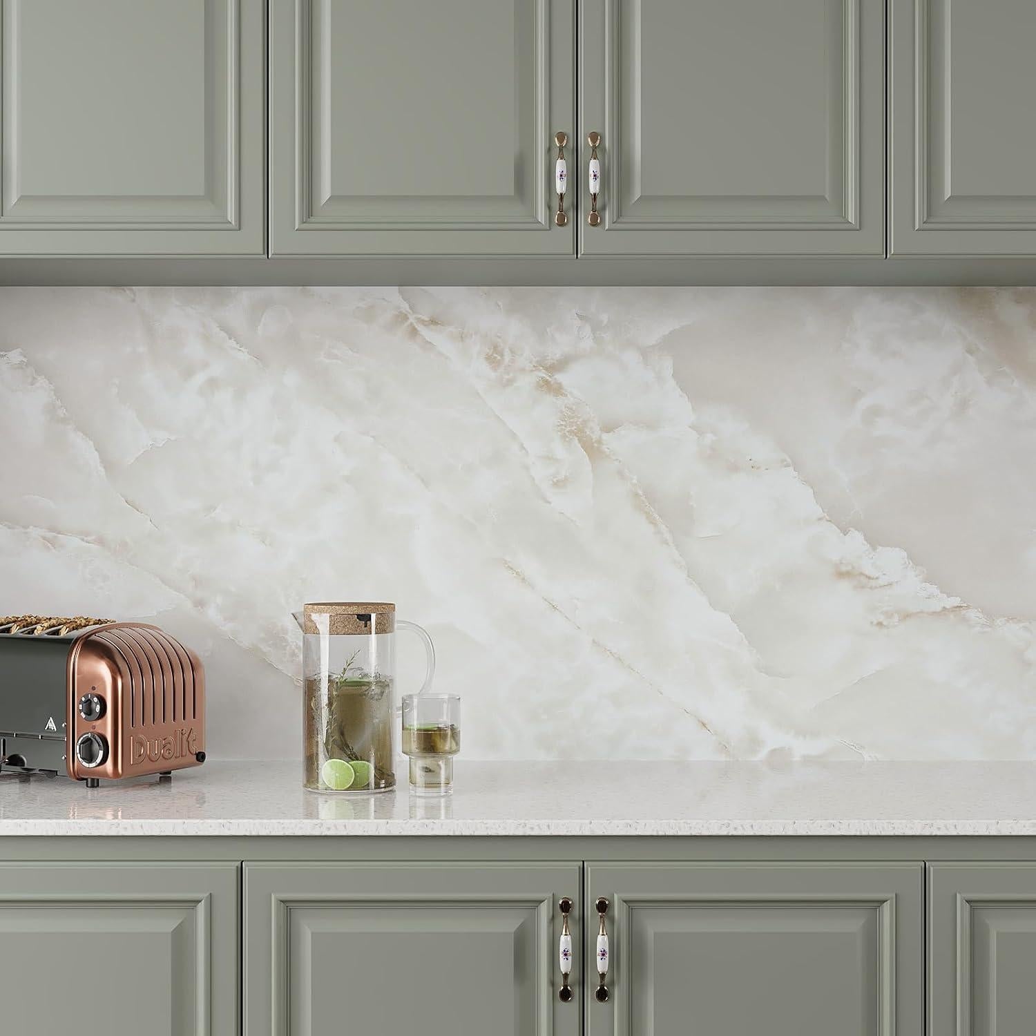 Papel Contacto de Mármol Onyx Crema VEELIKE 81.28x299.72cm