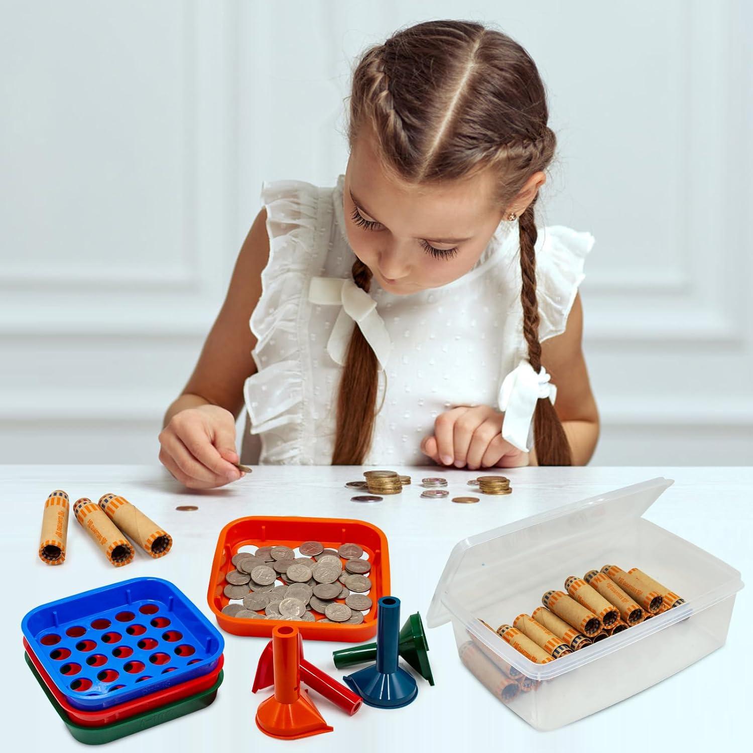 Set Clasificador de Monedas Sumrftn con 4 Bandejas y 72 Envoltorios