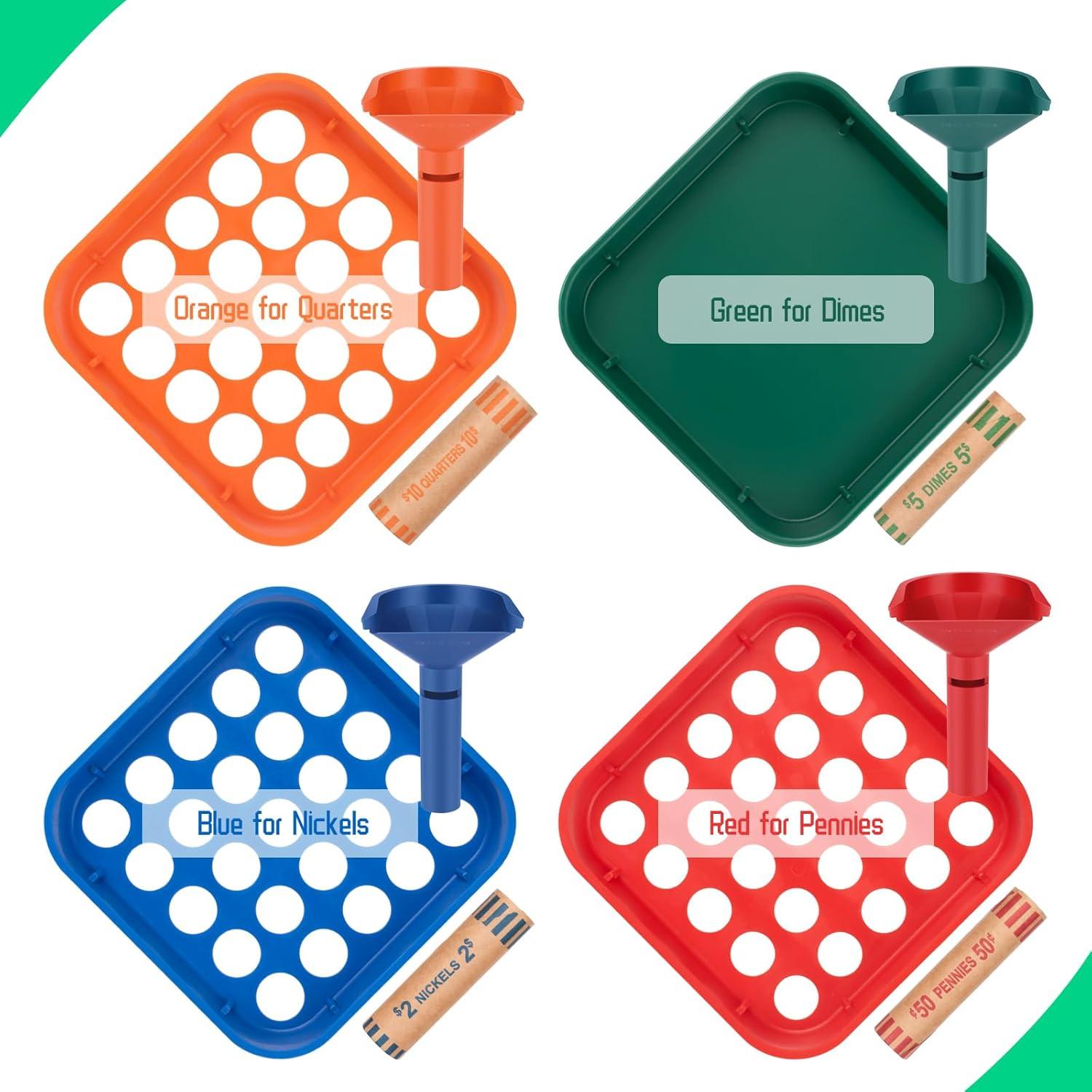 Set Clasificador de Monedas Sumrftn con 4 Bandejas y 72 Envoltorios