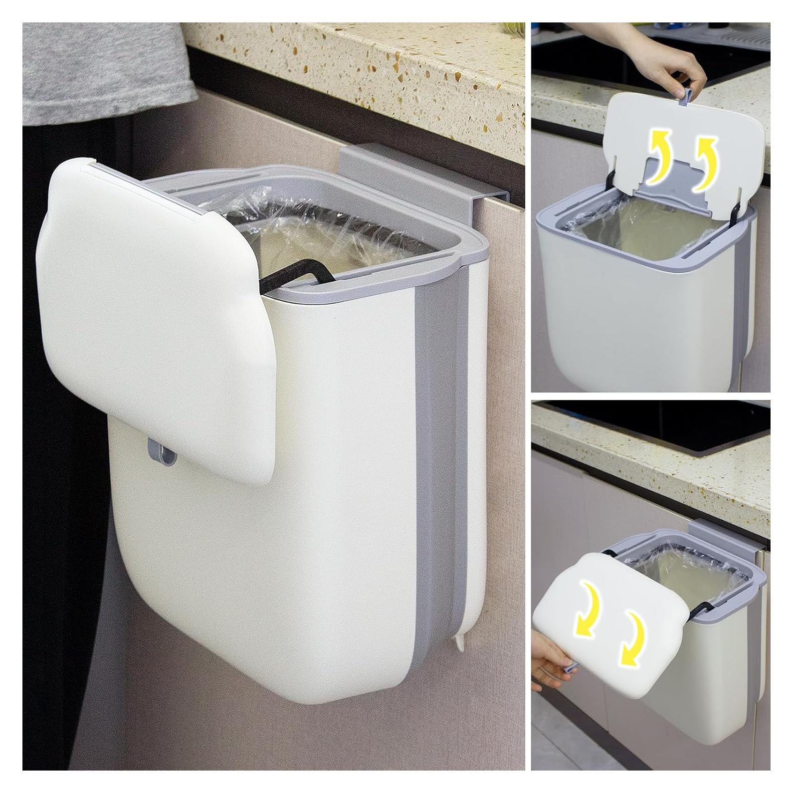 Cubo de Basura Plegable Soddeph 12.1L con Tapa Beige